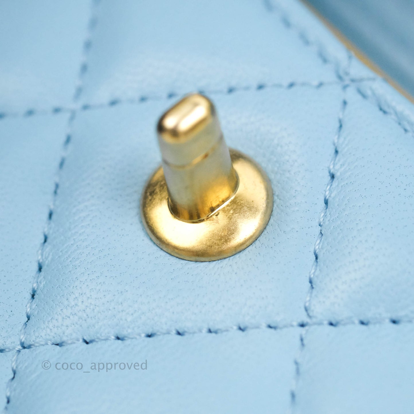 Chanel Pearl Crush Mini Clutch With Chain Blue Lambskin Aged Gold Hardware
