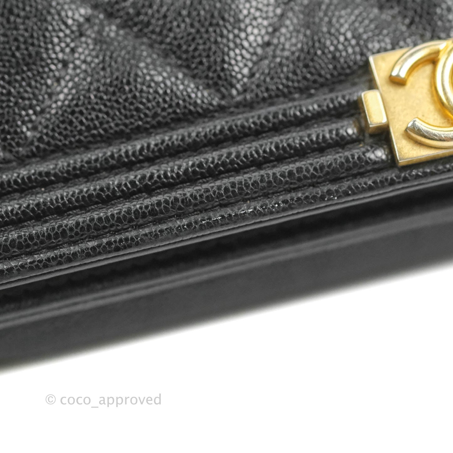 Chanel Quilted Boy Wallet on Chain WOC Black Caviar Aged Gold Hardware