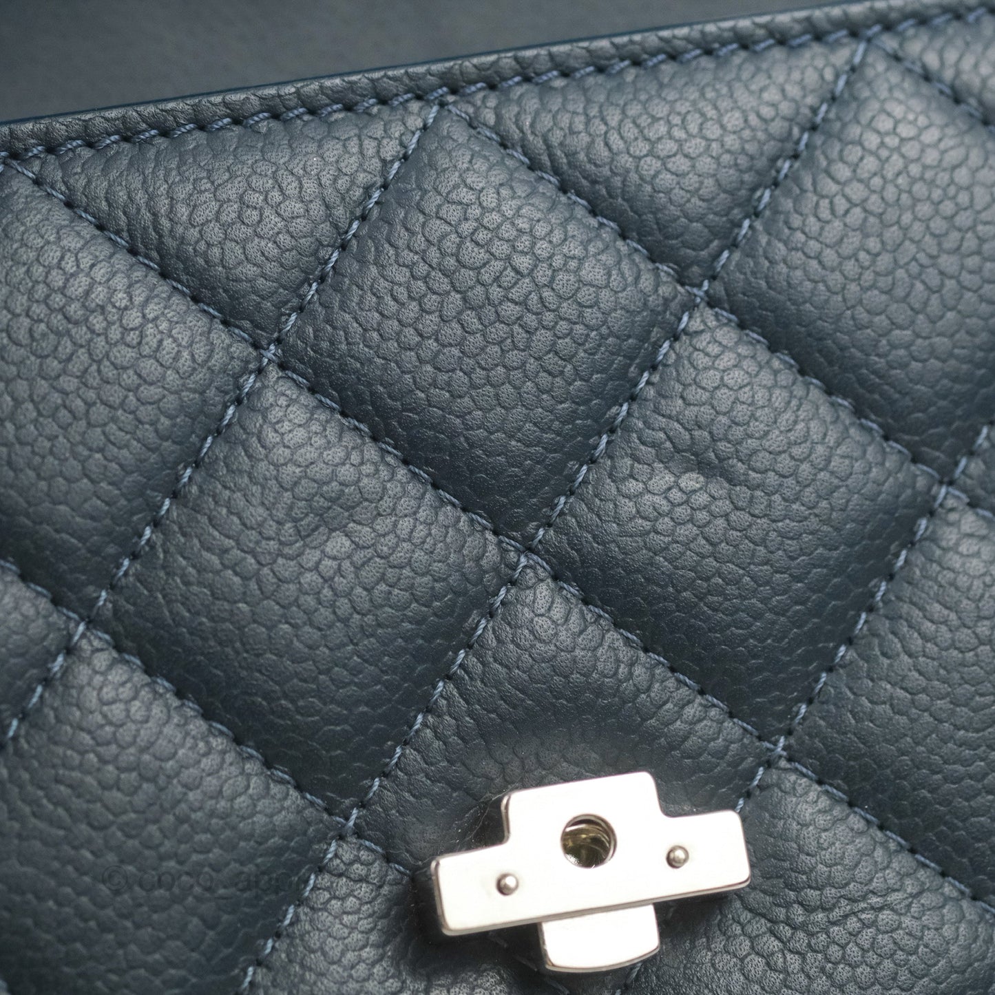 Chanel Small CC Box Flap Bag Prussian Blue Caviar Silver Hardware