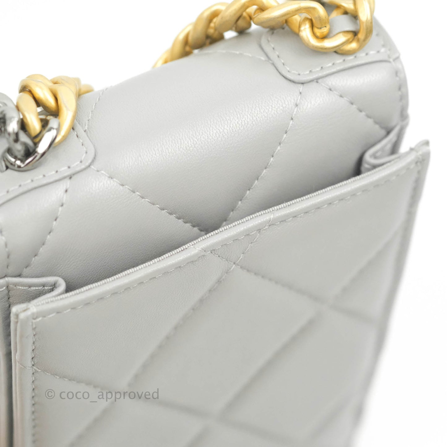 Chanel 19 Phone Holder Grey Mixed Hardware