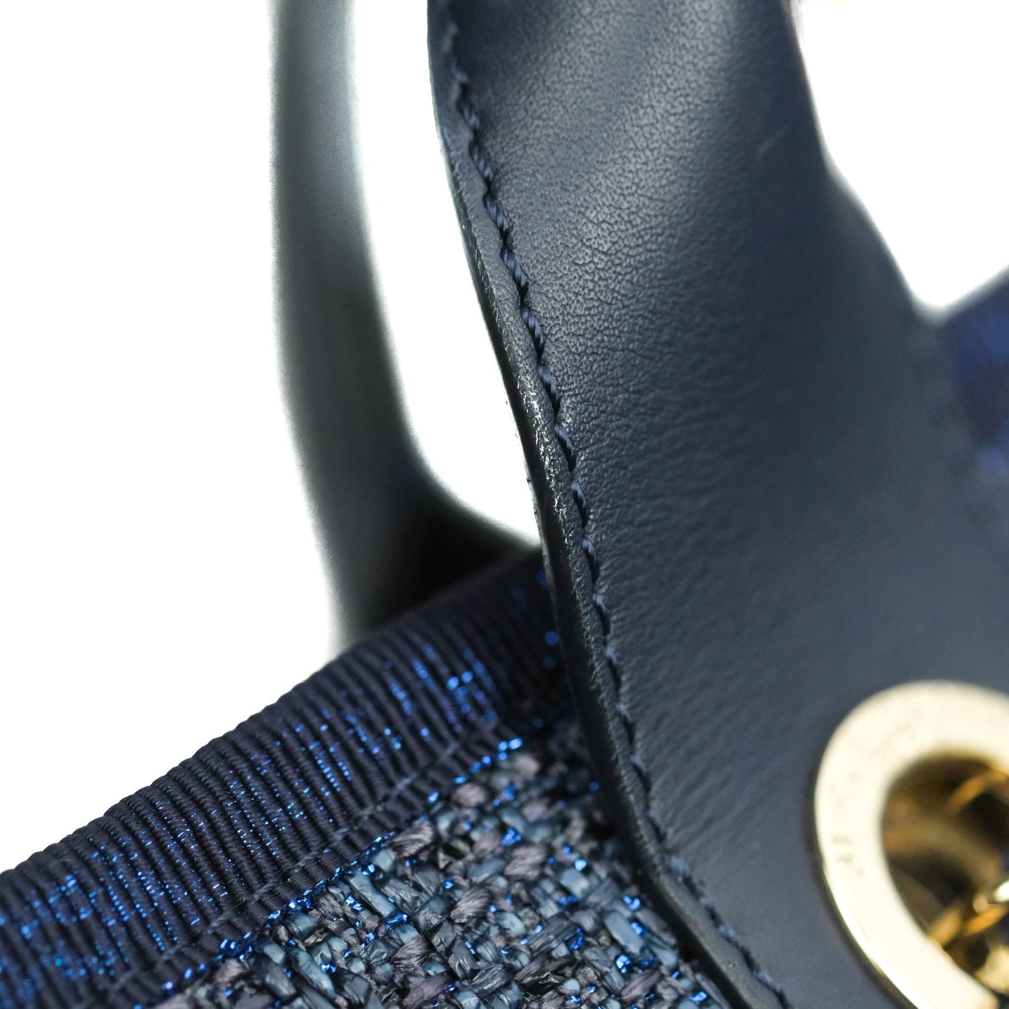 Chanel Large Deauville Navy Blue Glitter Canvas Gold Hardware