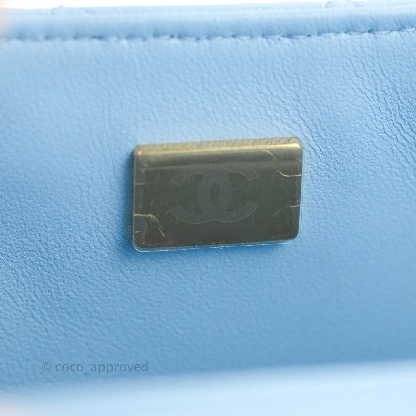 Chanel Quilted Mini Rectangular Flap Blue Lambskin Gold Hardware