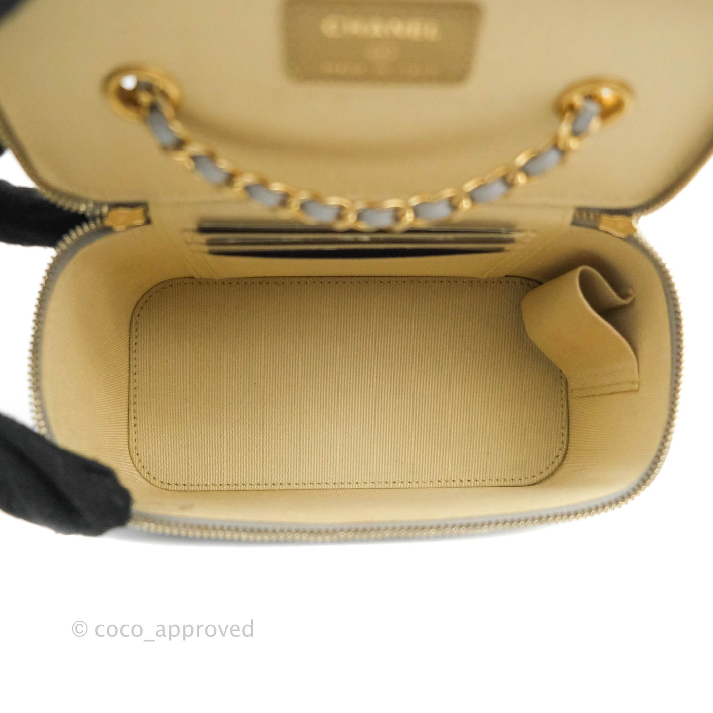 Chanel Vanity with Pearl Crush Chain Grey Lambskin Aged Gold Hardware
