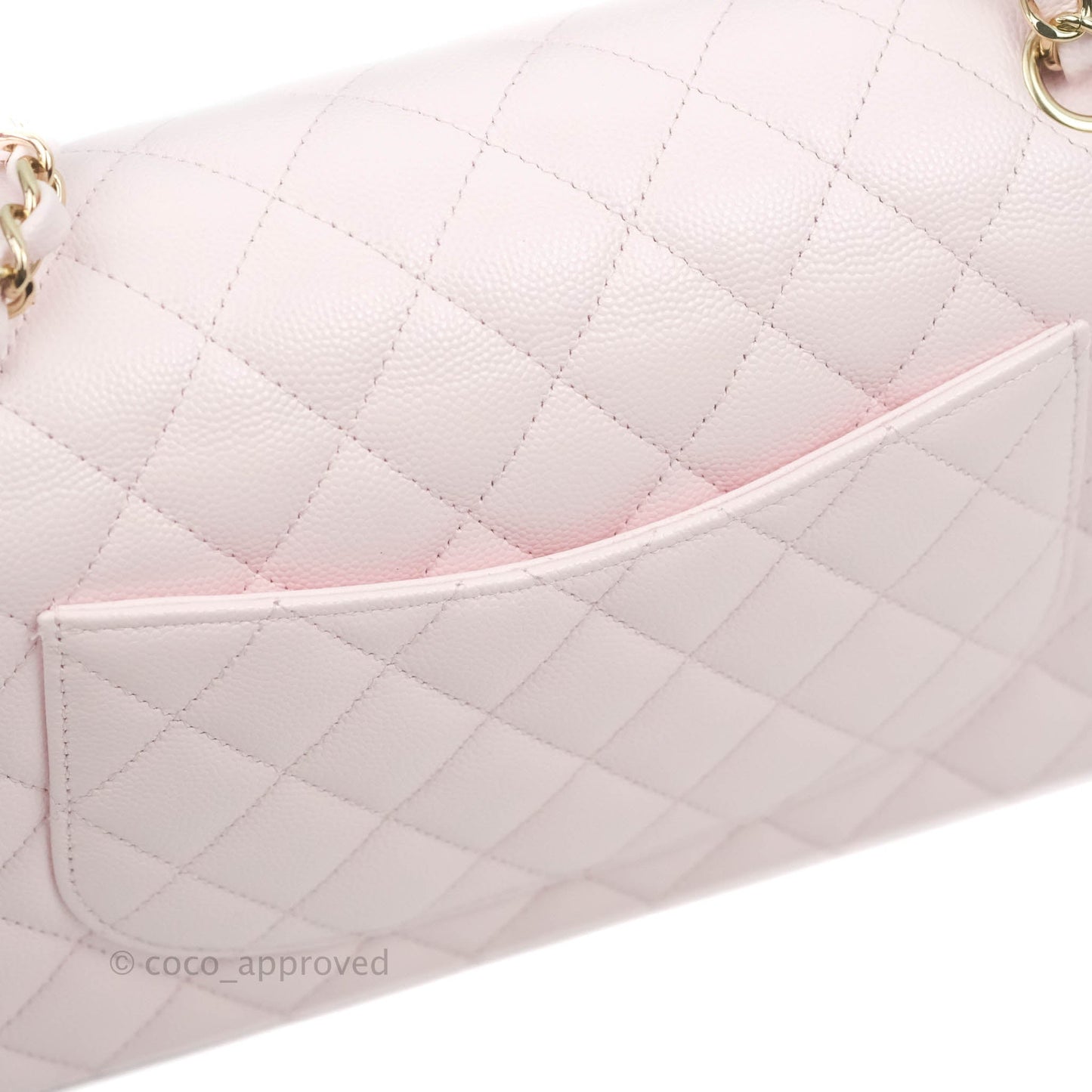Chanel Classic M/L Medium Flap Quilted Pink Caviar Gold Hardware 22P