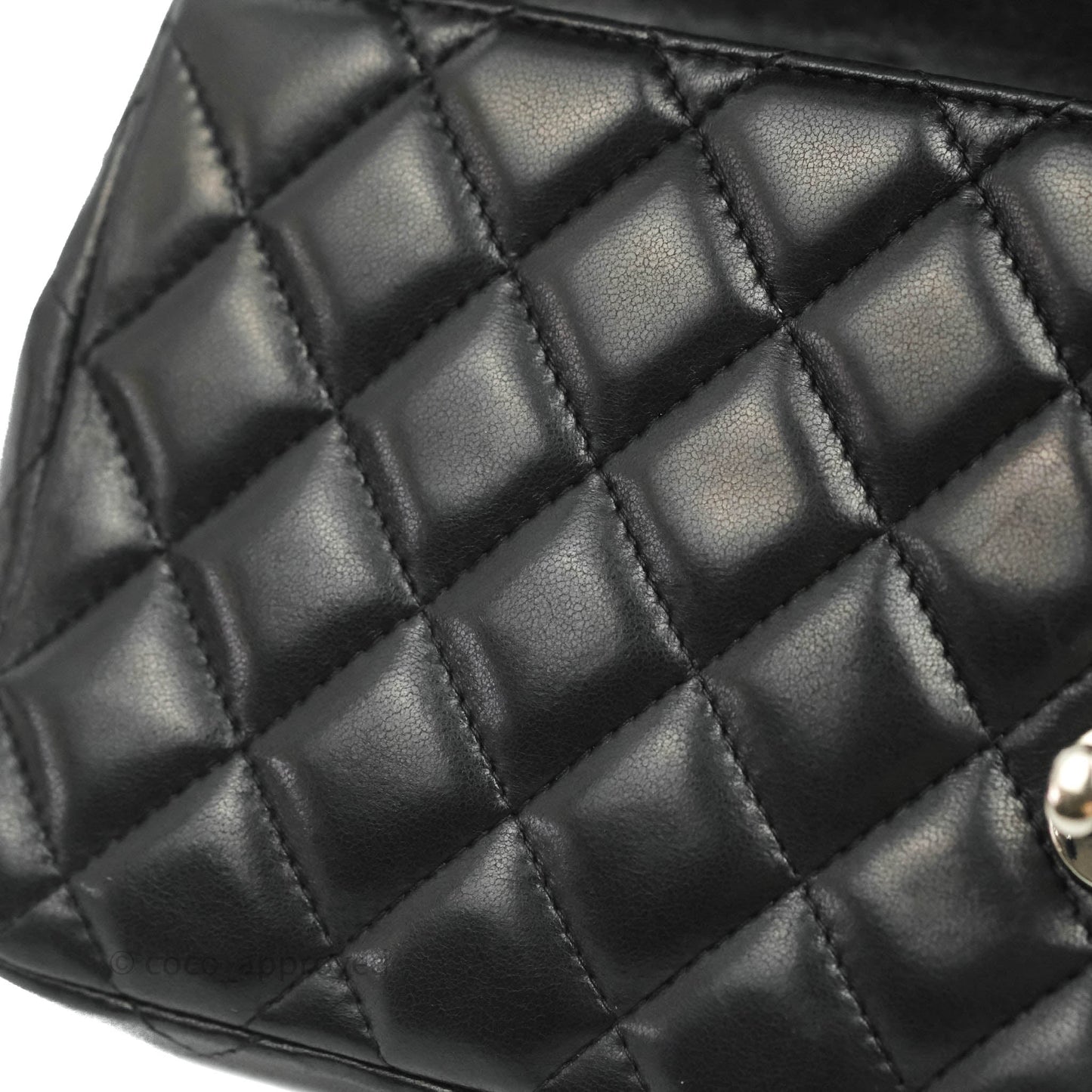 Chanel Quilted East West Flap Bag Black Lambskin Silver Hardware