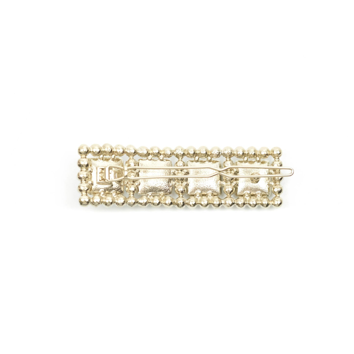 Chanel CC Pearl Grey Resin Hair Clip Gold Tone 21V