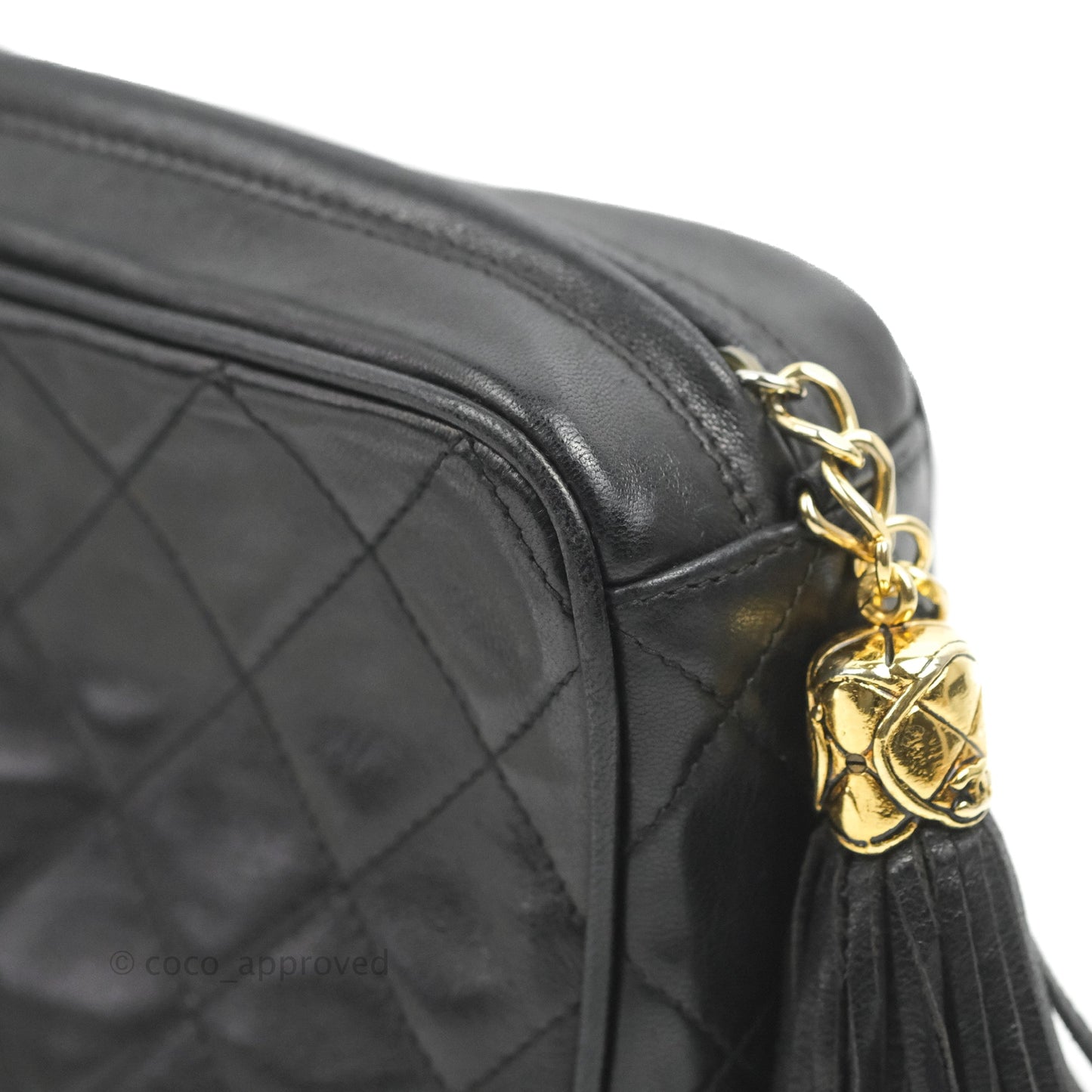 Chanel Vintage Small Camera Bag Black Lambskin Gold Hardware