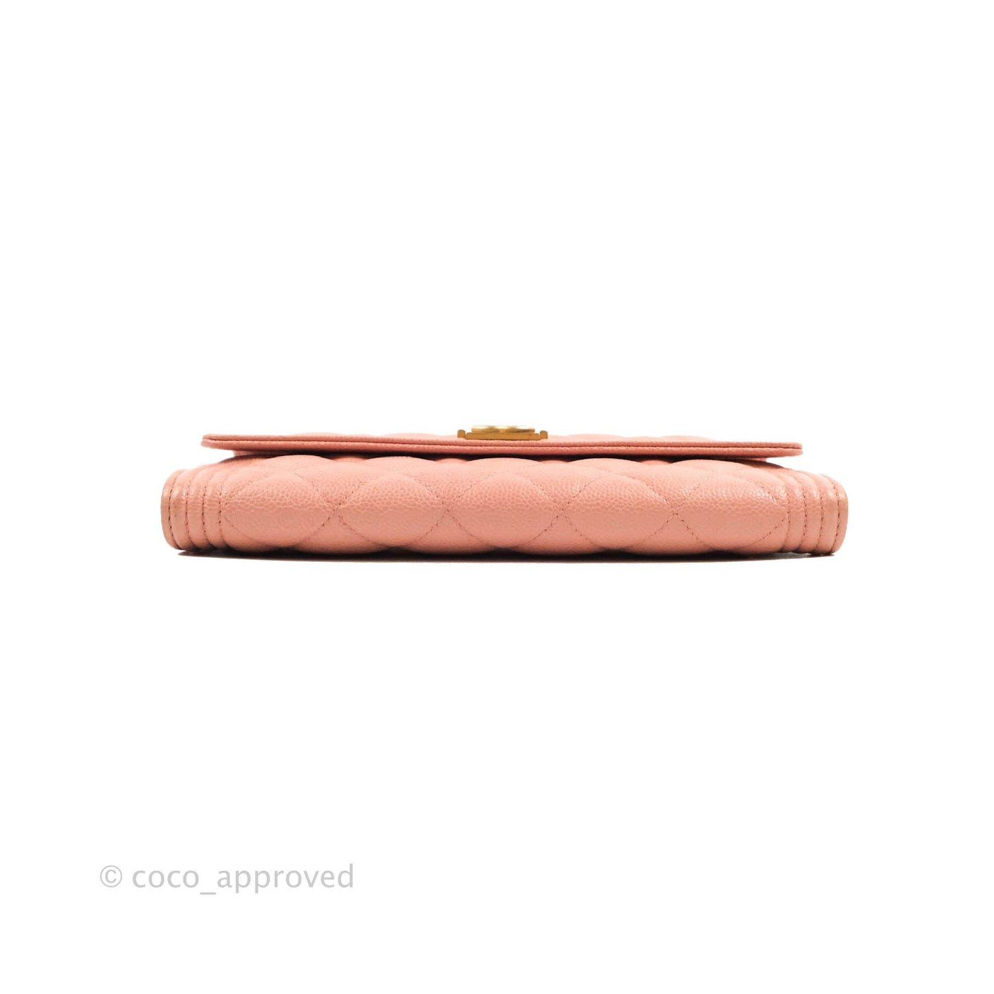 Chanel Quilted Boy Flap Long Wallet Pink Caviar Aged Gold Hardware