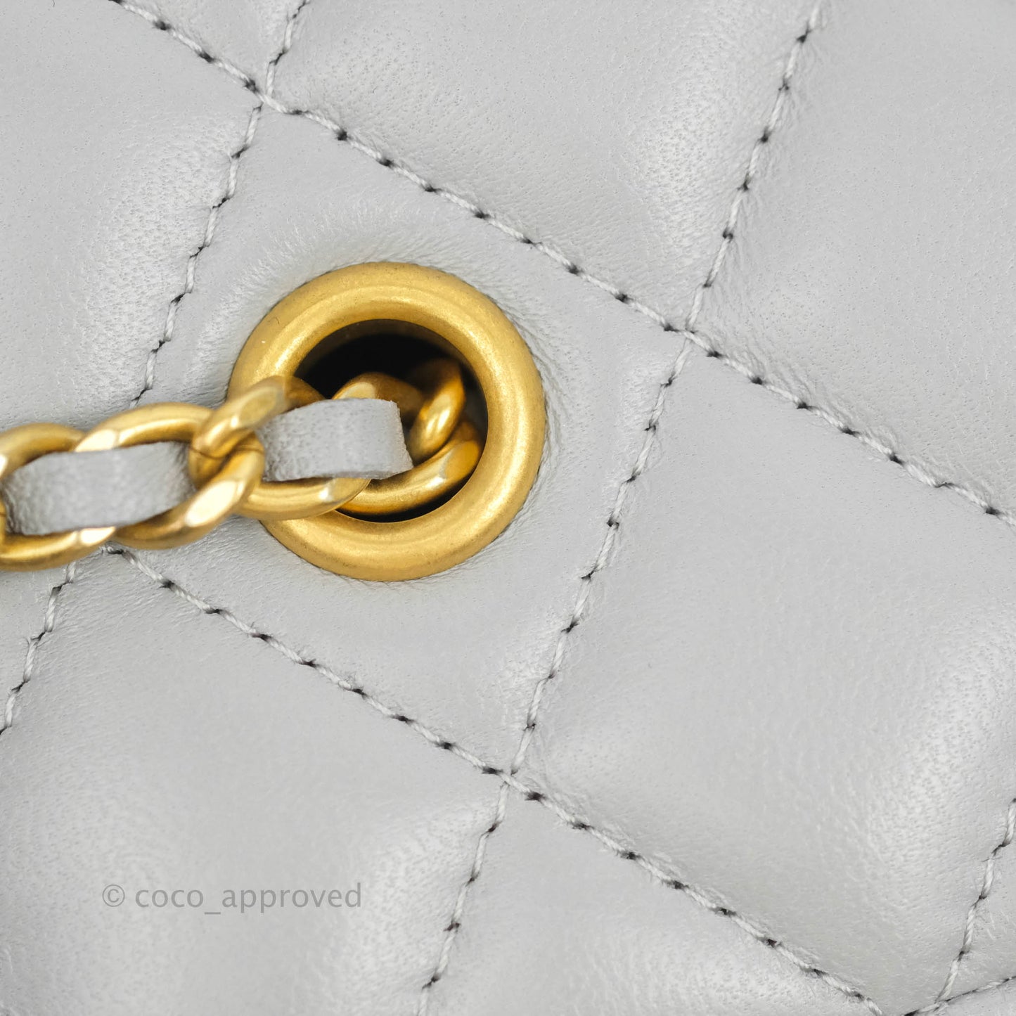 Chanel Vanity with Pearl Crush Chain Grey Lambskin Aged Gold Hardware