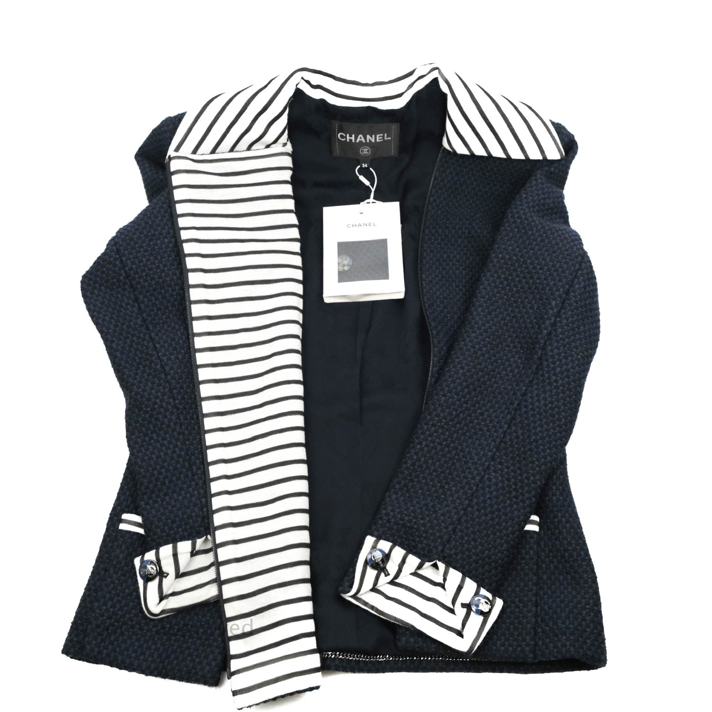 Chanel Jacket Fan Tweed Navy