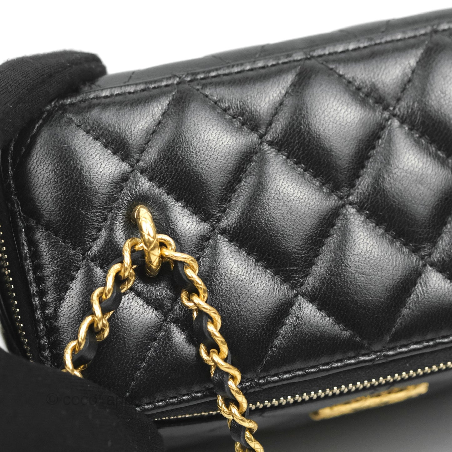 Chanel Vanity with Double Chain Black Shiny Lambskin 23C