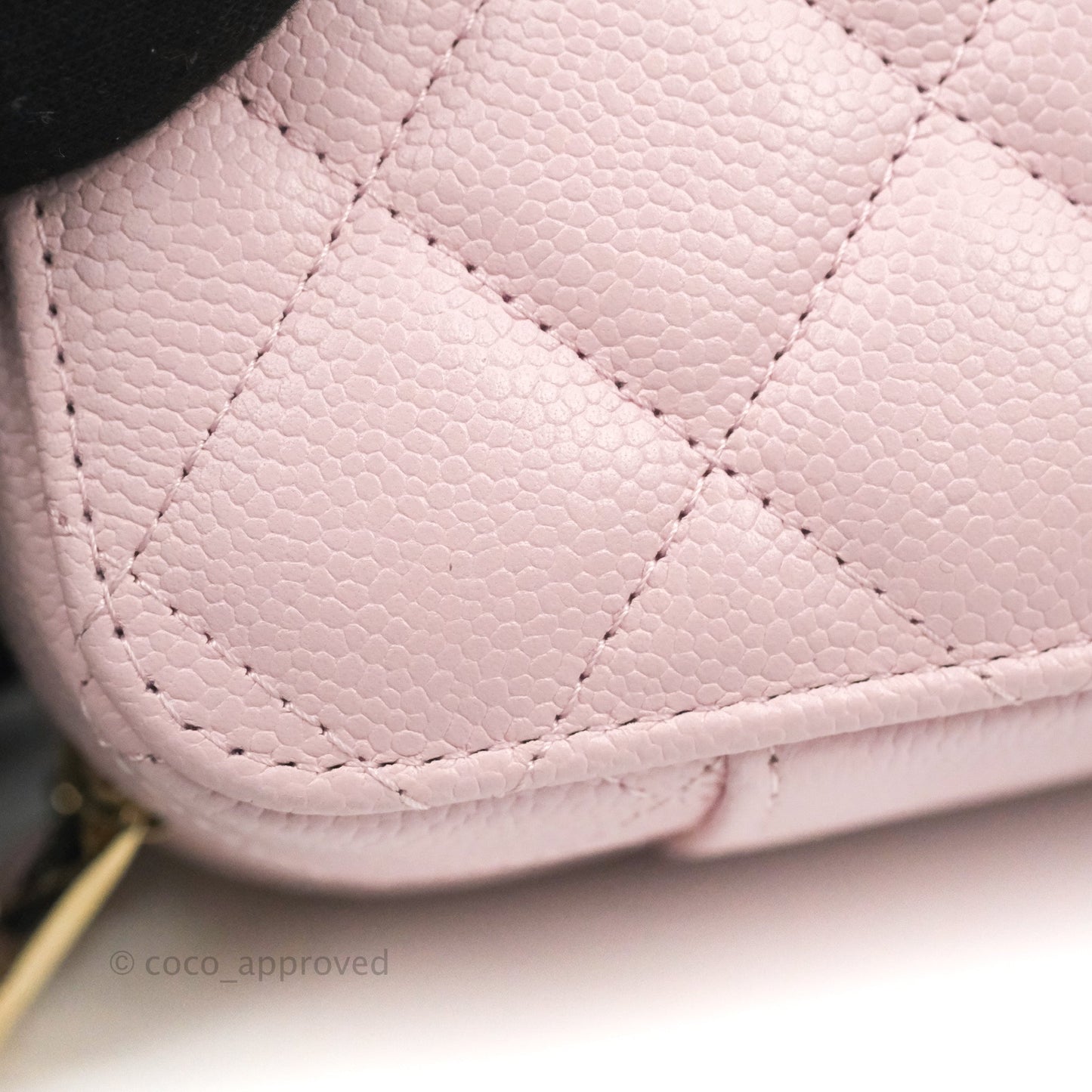 Chanel Quilted Top Handle Vanity Case Caviar Light Pink Gold Hardware