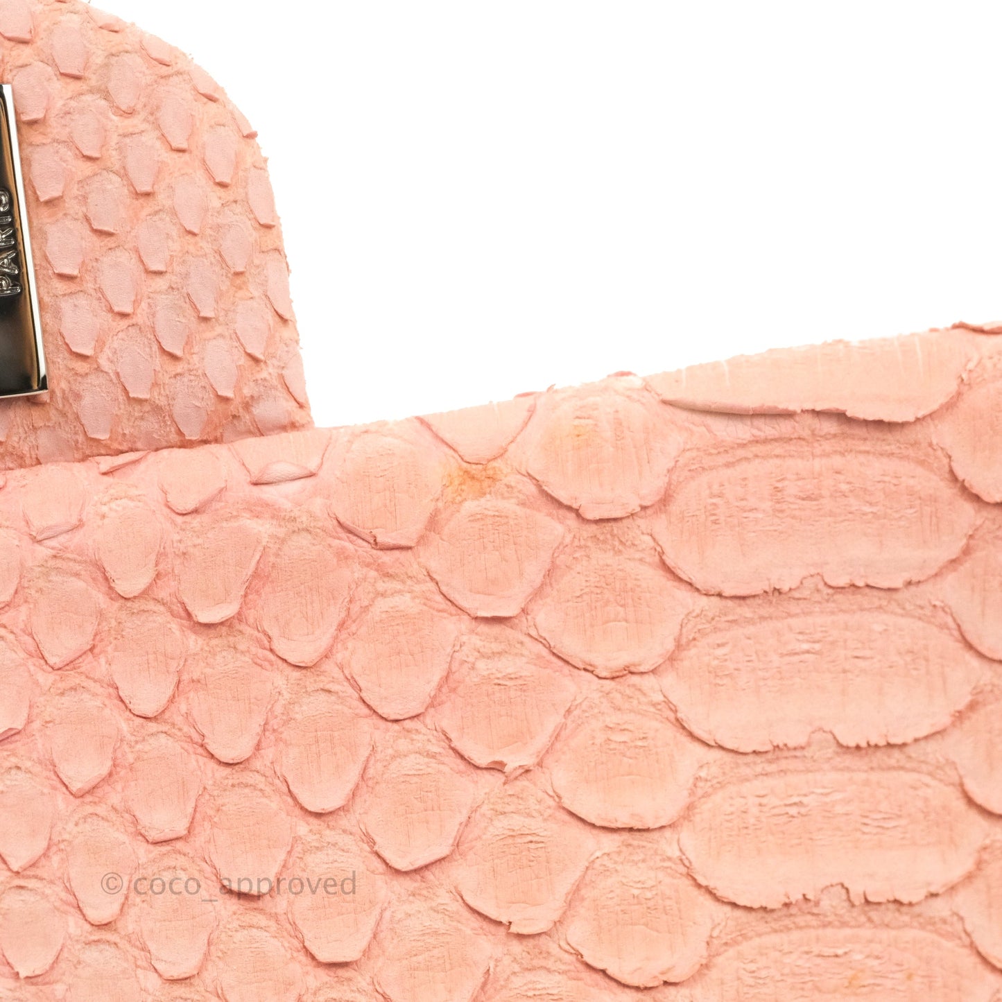 Chanel Classic M/L Medium Flap Quilted Pink Python Silver Hardware