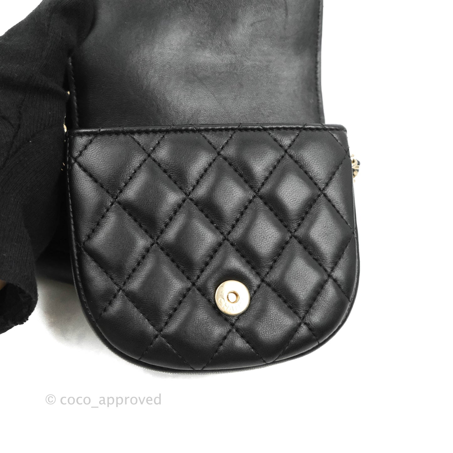Chanel Classic Twin Flap Bag Side Pack Black Lambskin Gold Hardware