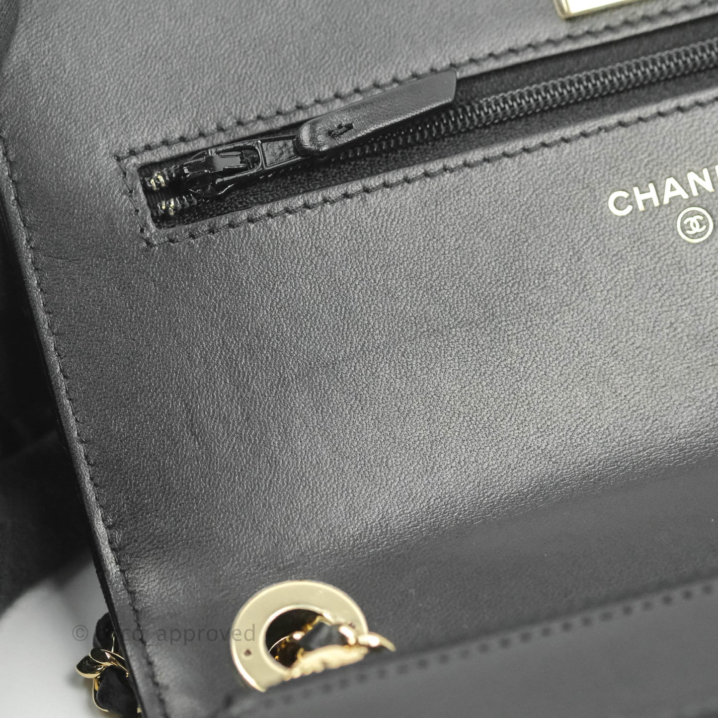 Chanel Trendy CC WOC Wallet on Chain Chevron Black Lambskin Gold Hardware