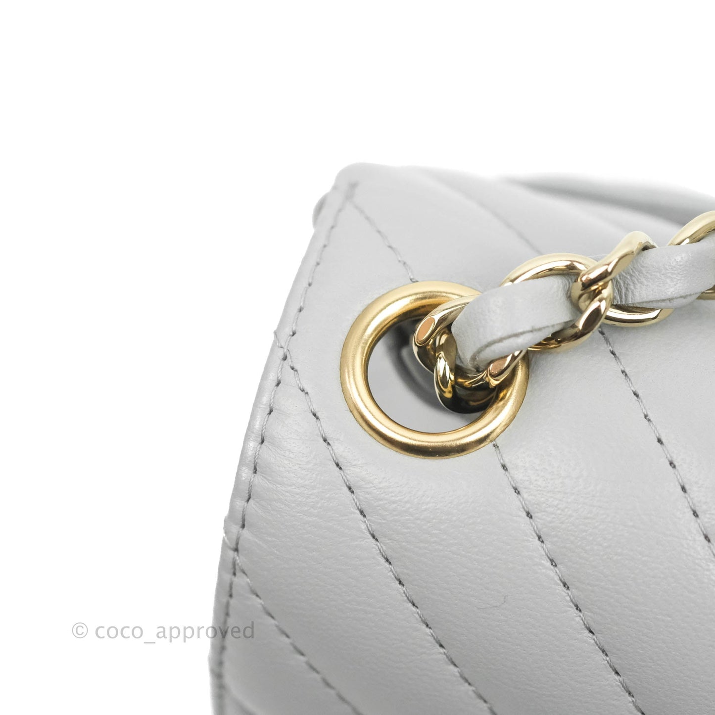 Chanel Mini Square Chevron Grey Lambskin Gold Hardware