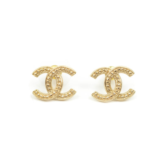 Chanel CC Earrings Gold Tone 21P