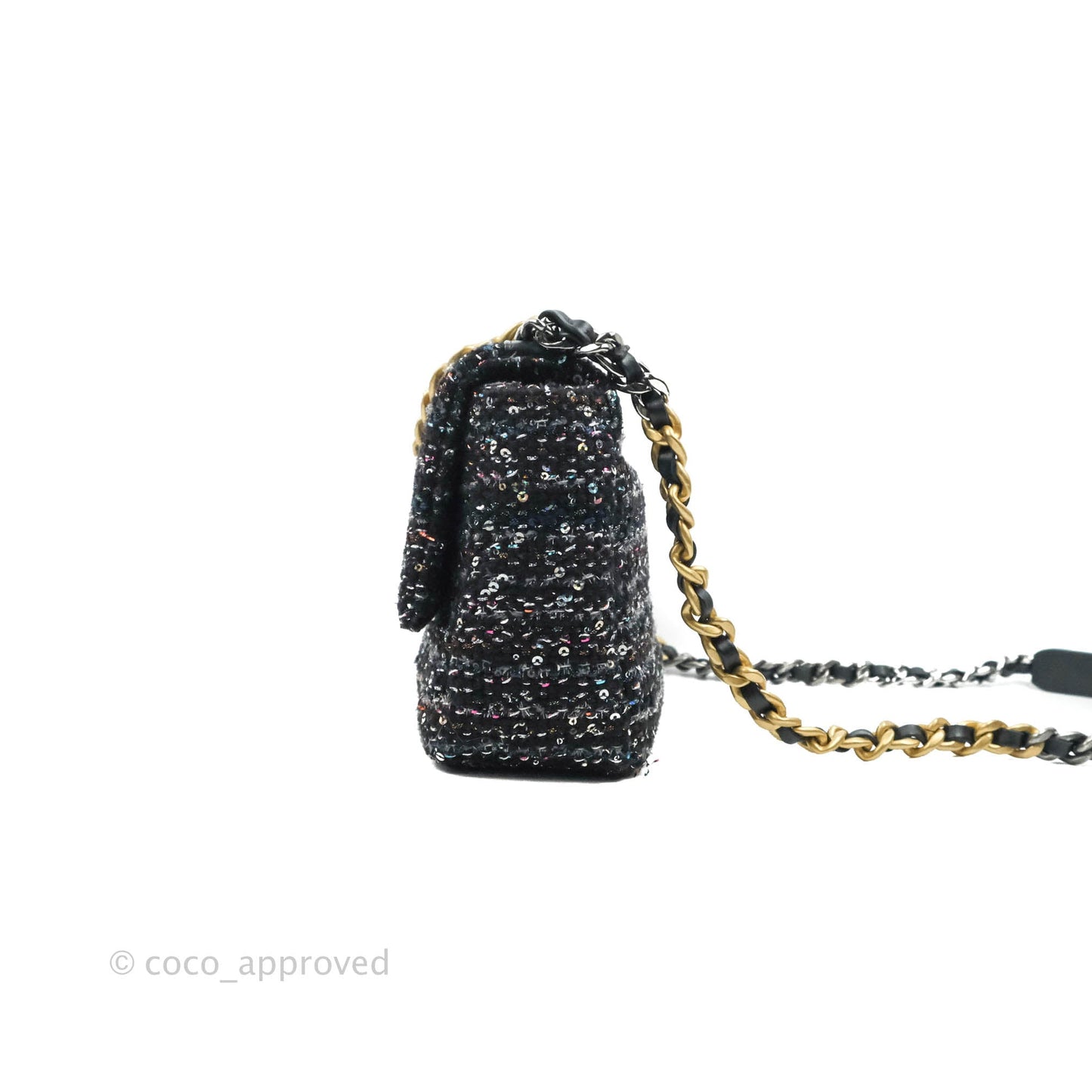 Chanel 19 Tweed Sequin Quilted Flap Black Multicolor