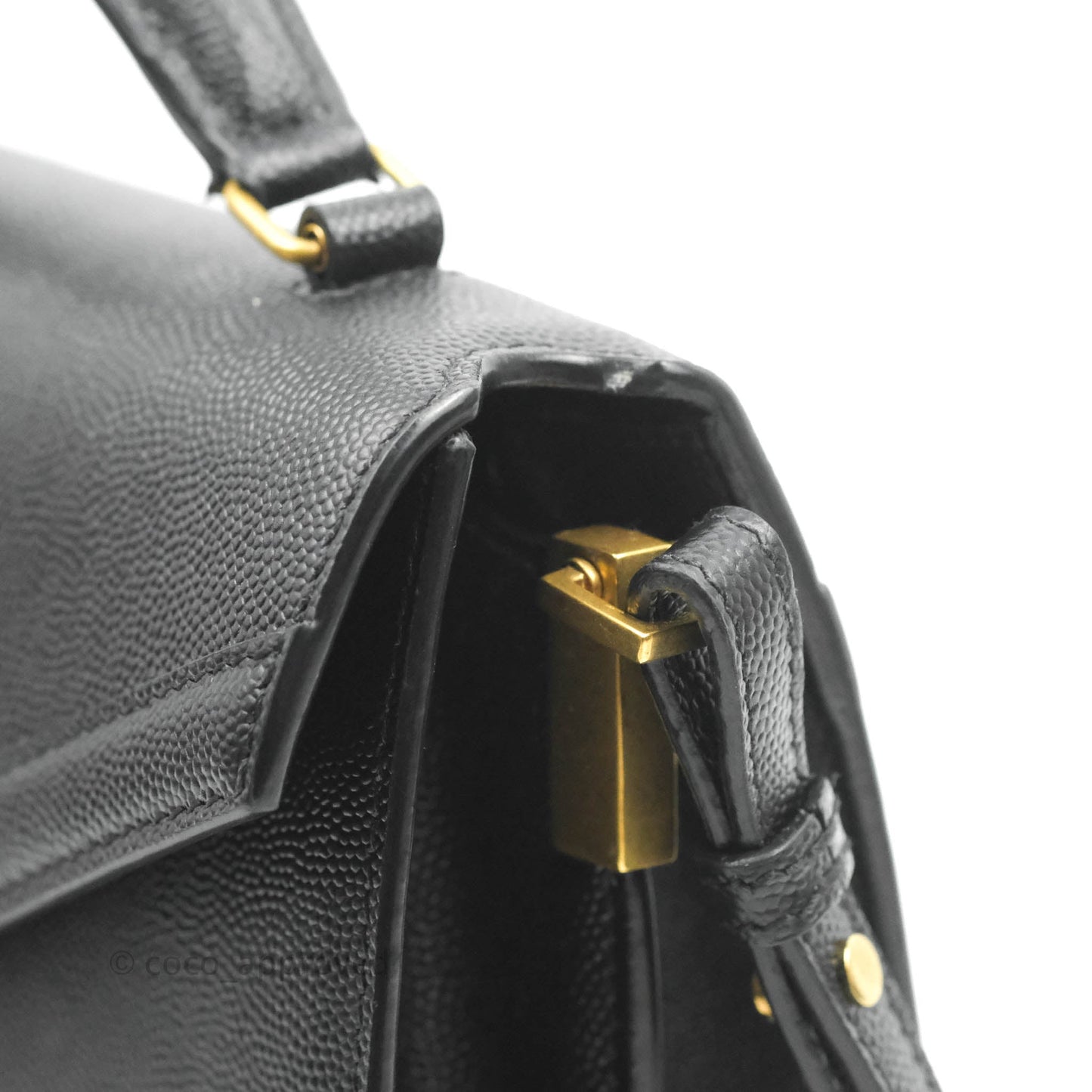Saint Lauren Cassandra Mini Top Handle Bag Black Grained Calfskin