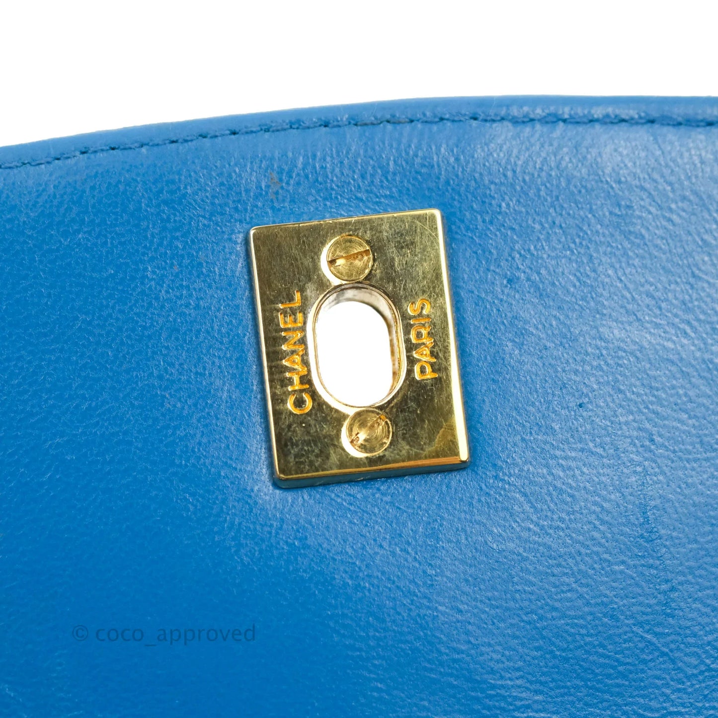 Chanel Vintage Trapezoid Flap Bag Blue Lambskin 24K Gold Hardware