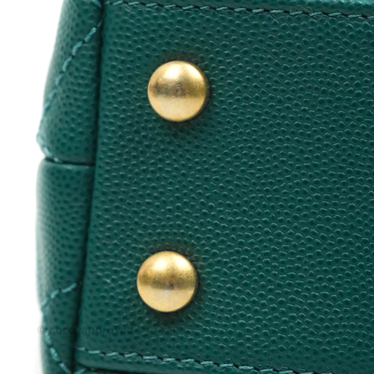 Chanel Small Quilted Coco Handle Teal Green Caviar Gold Hardware