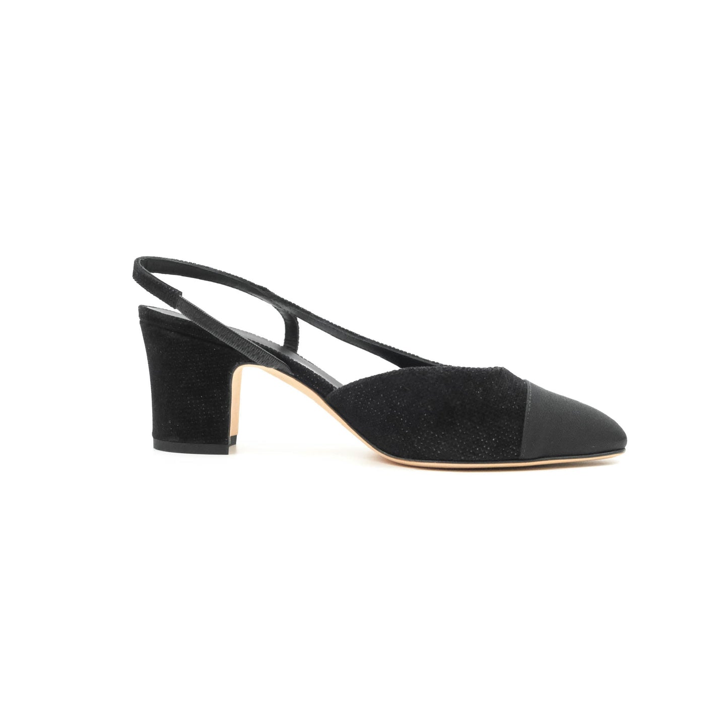 Chanel Classic Slingback Black Velvet Size 37.5C