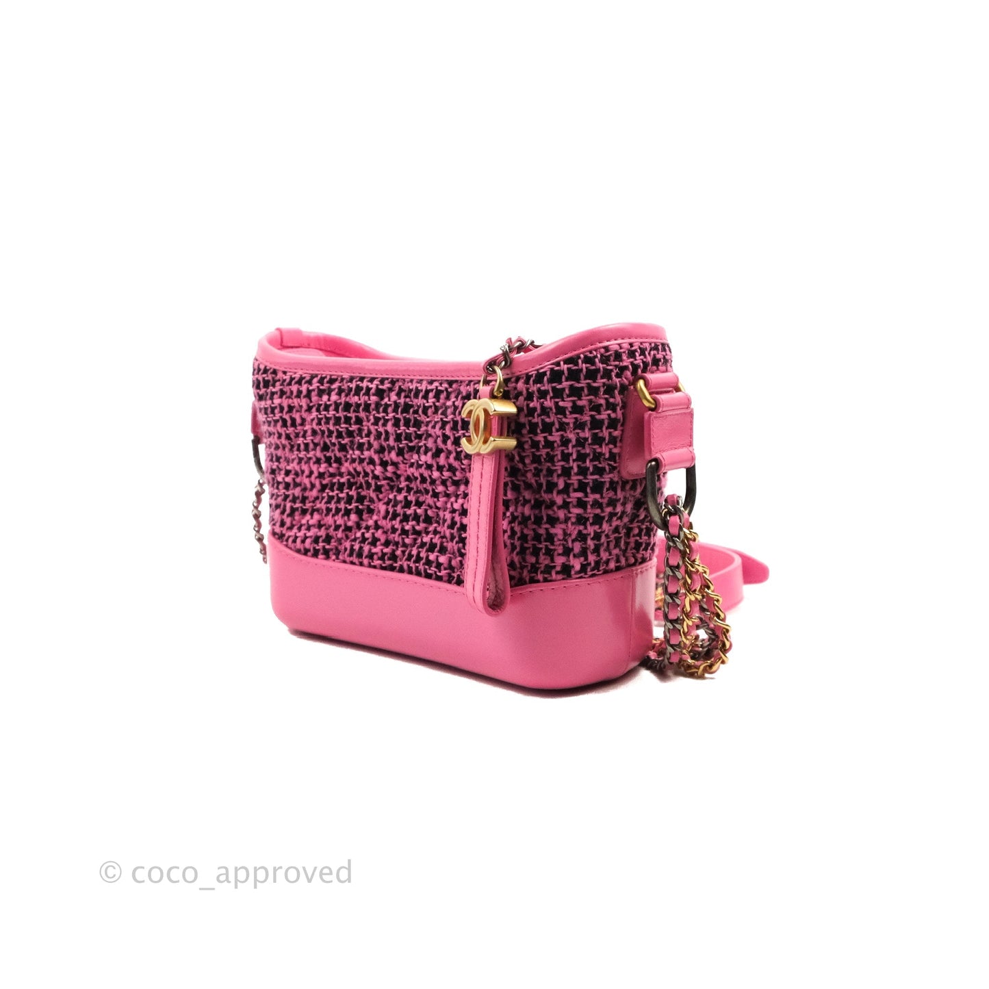 Chanel Small Gabrielle Hobo Pink/Black Tweed Mixed Hardware