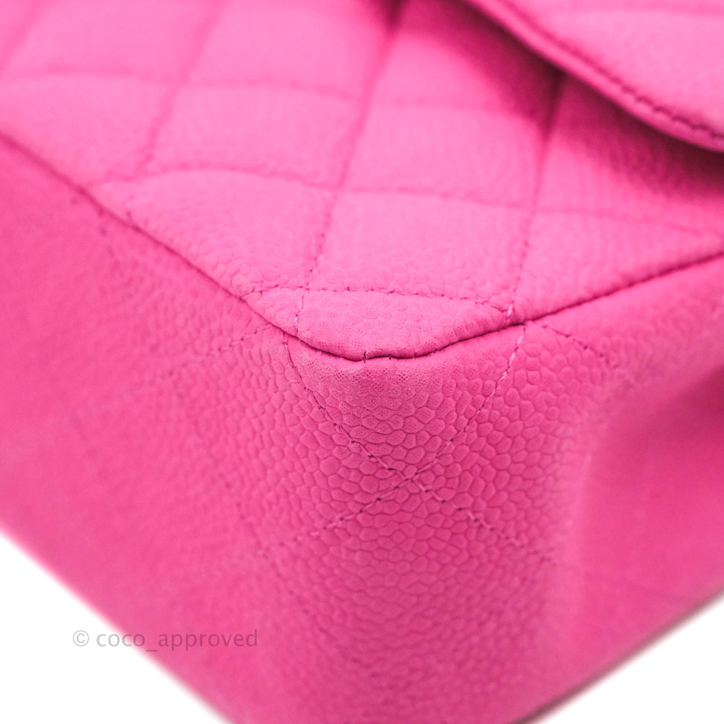 Chanel Classic M/L Medium Flap Quilted Pink Matte Caviar Silver Hardware