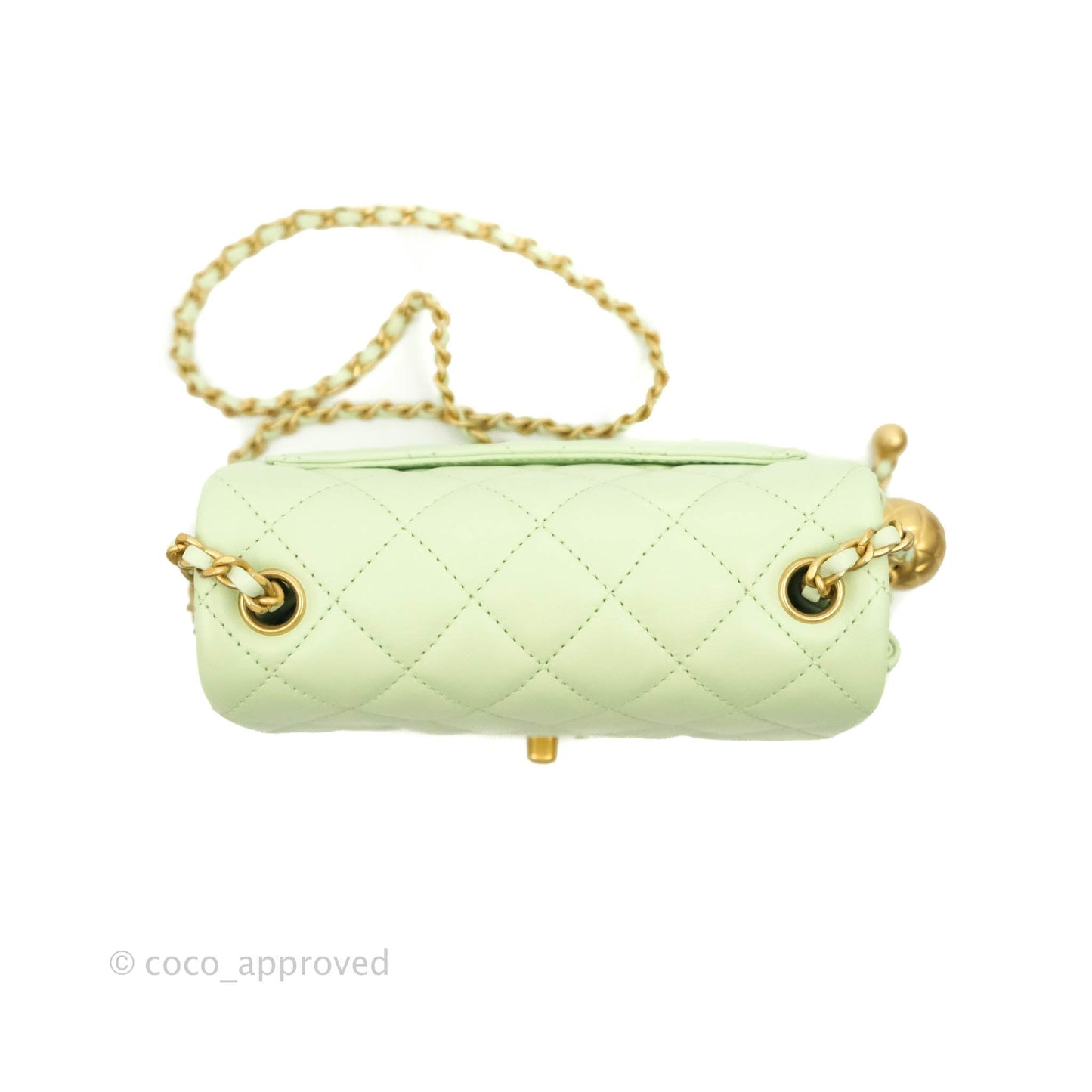 Chanel Pearl Crush Mini Square Quilted Avocado Green Lambskin Aged Gold Hardware