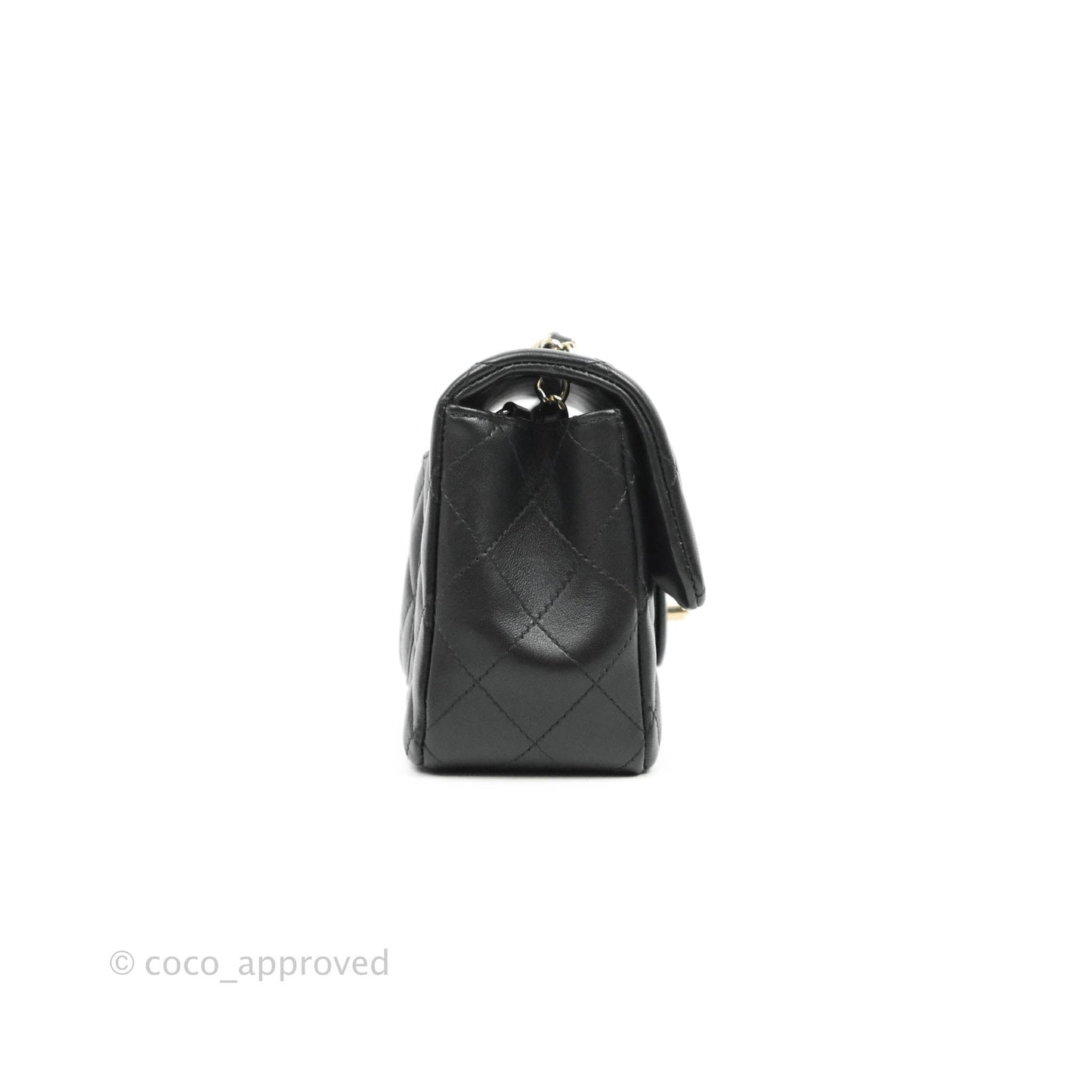 Chanel Quilted Mini Rectangular Flap Black Lambskin Gold Hardware