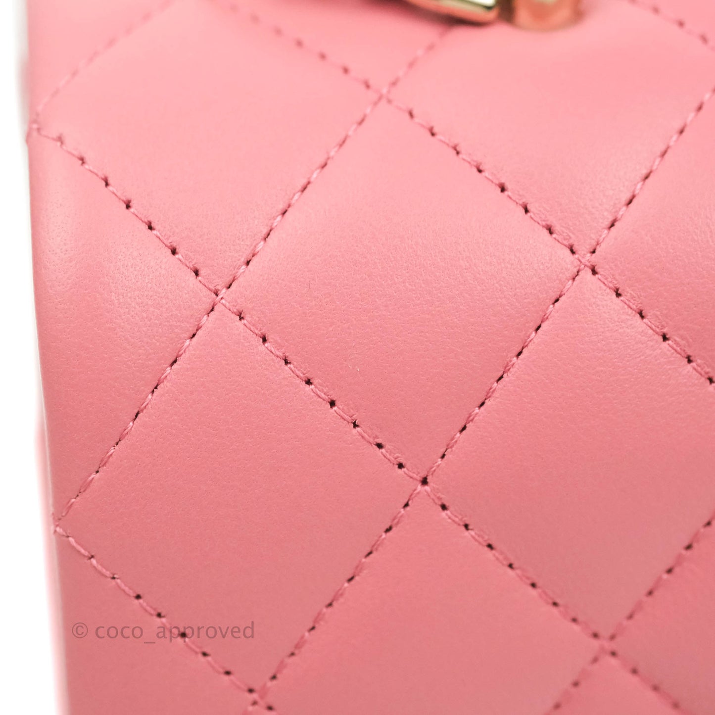 Chanel Top Handle Mini Rectangular Flap Bag Pink Lambskin Gold Hardware