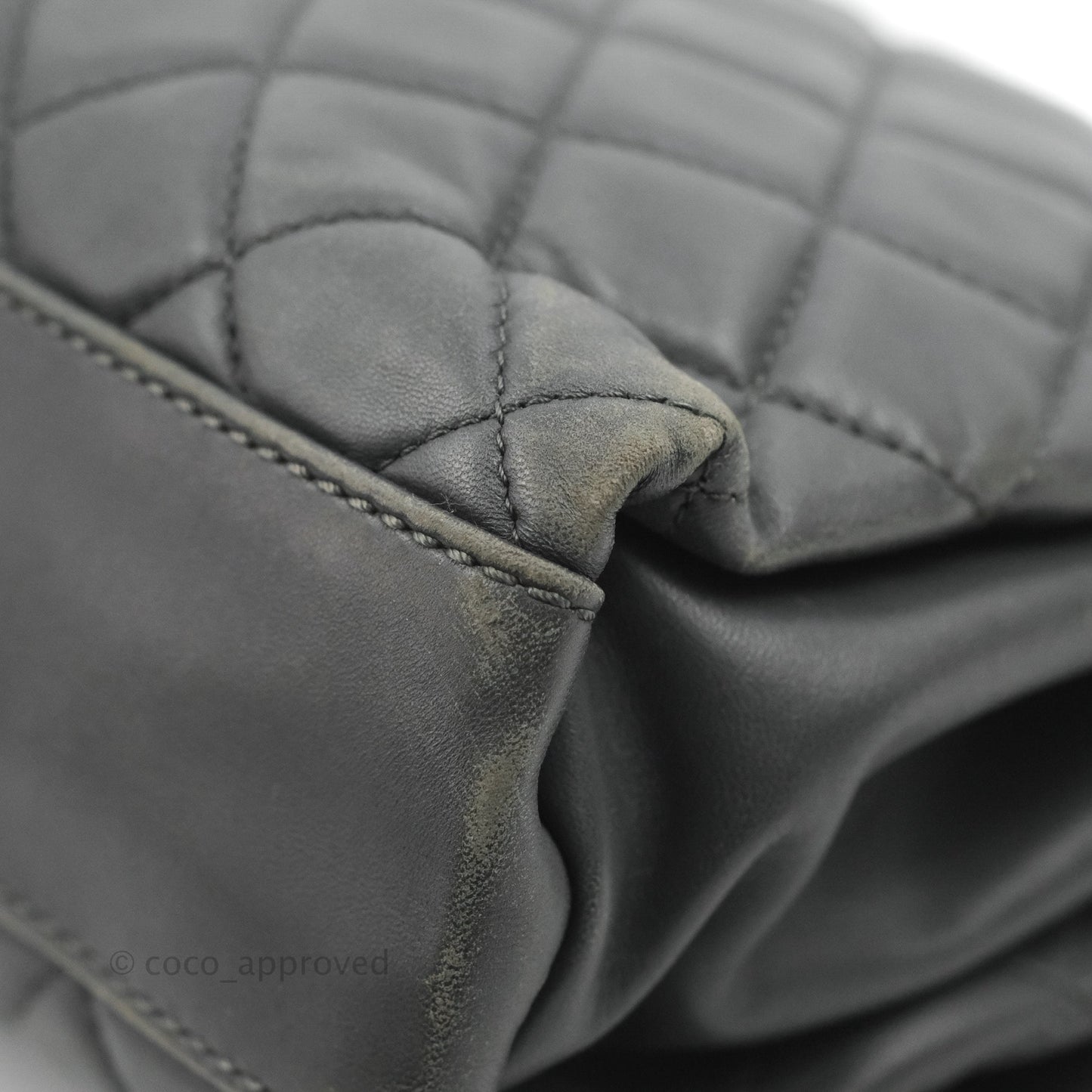 Chanel Quilted Jumbo Coco Loop Flap Dark Grey Lambskin Silver Hardware