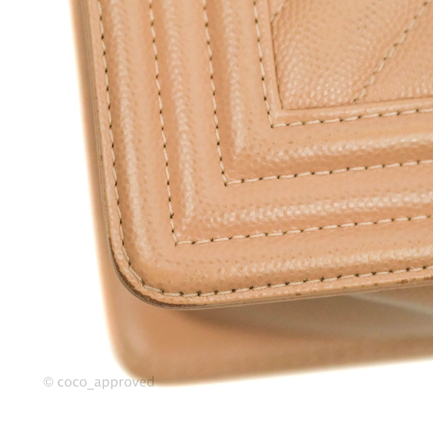Chanel Small Chevron Boy Dark Beige Caviar Gold Hardware