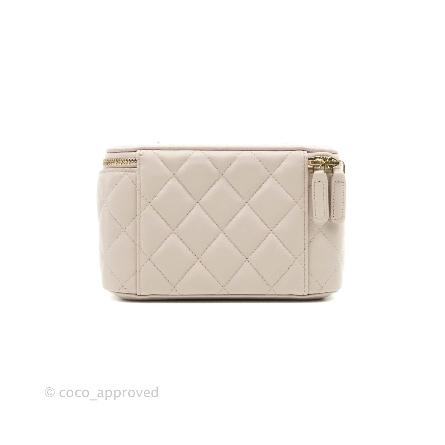 Chanel Vanity with Pearl Crush Chain Pale Lilac Pink Lambskin Aged Gold Hardware