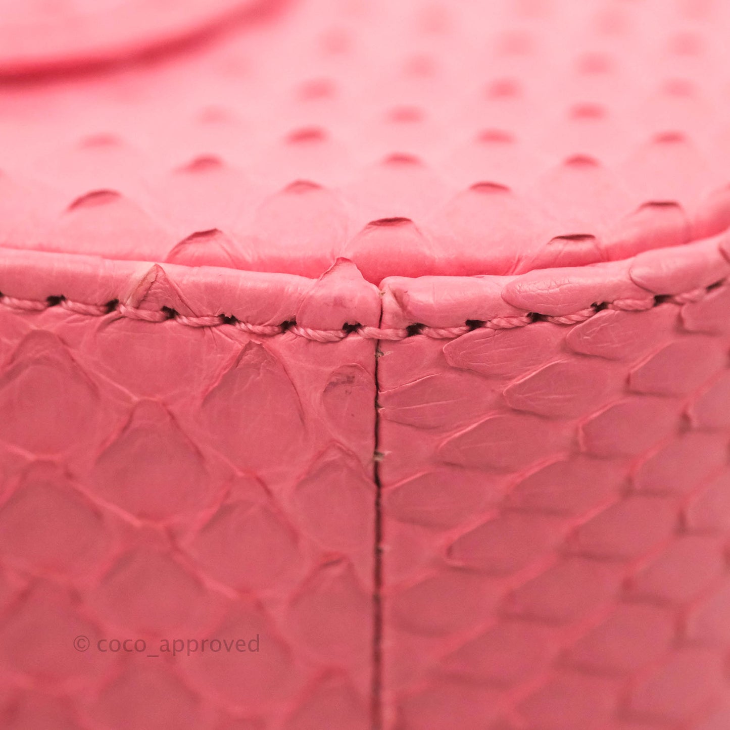 Chanel Quilted Mini Rectangular Python Pink Silver Hardware