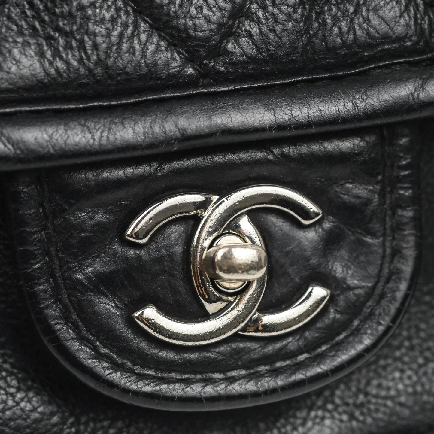 Chanel Flap Bag Black Calfskin Silver Hardware
