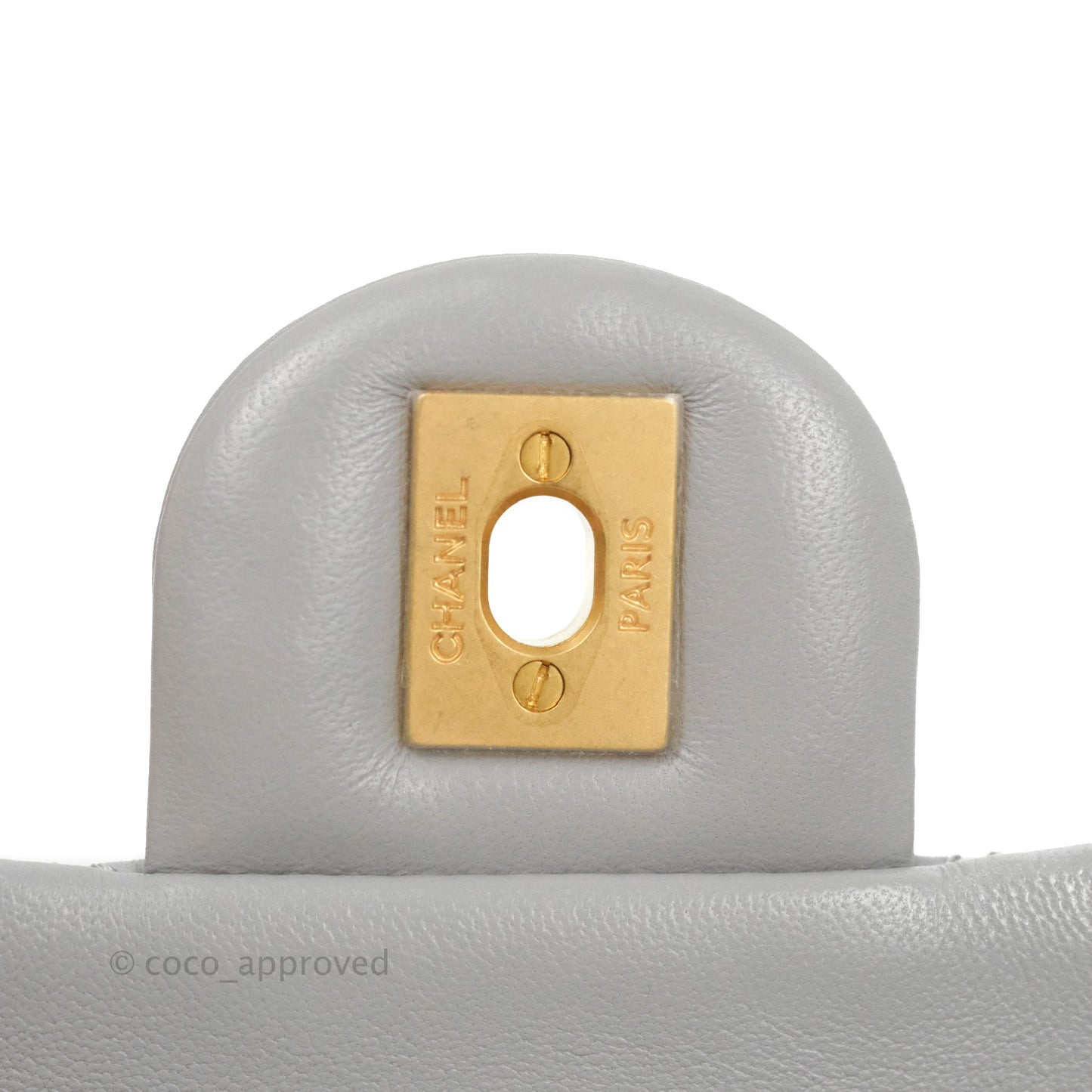Chanel Mini Square Pearl Crush Quilted Grey Lambskin Aged Gold Hardware