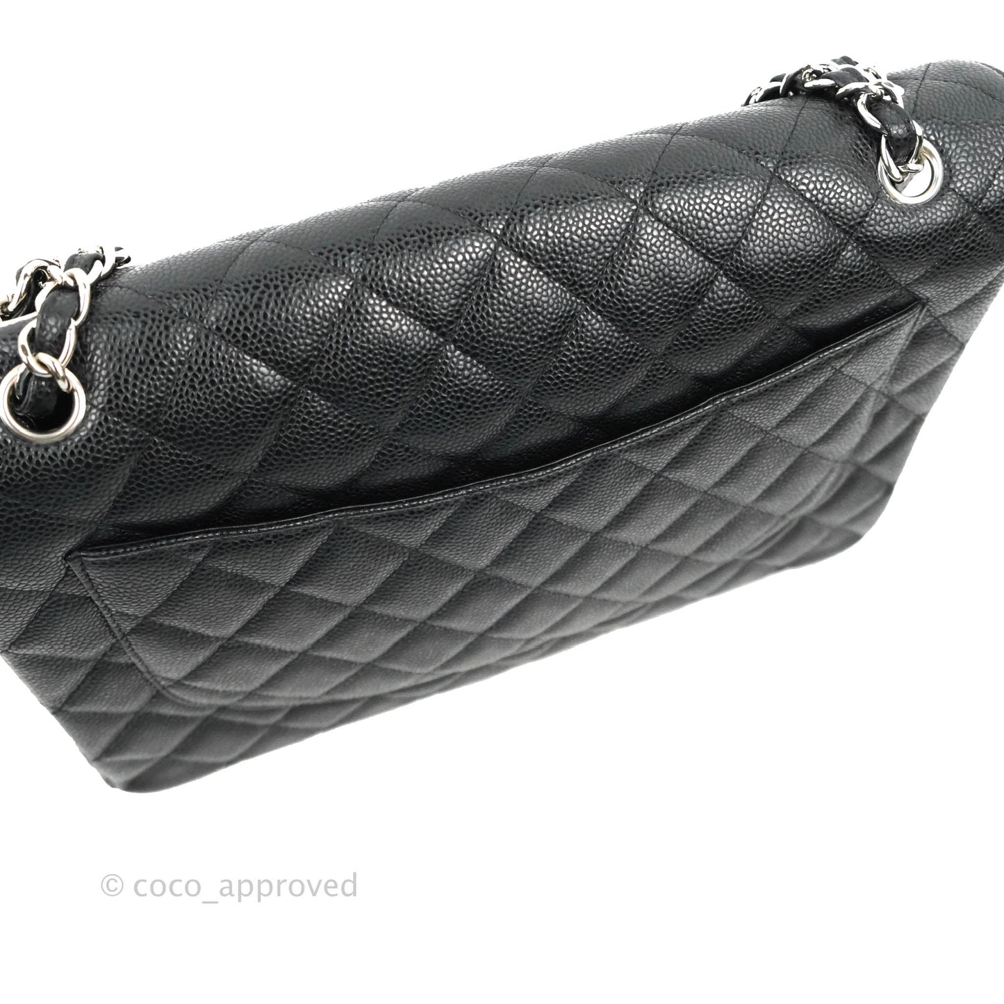 Chanel Single Flap Maxi Caviar Black Silver Hardware