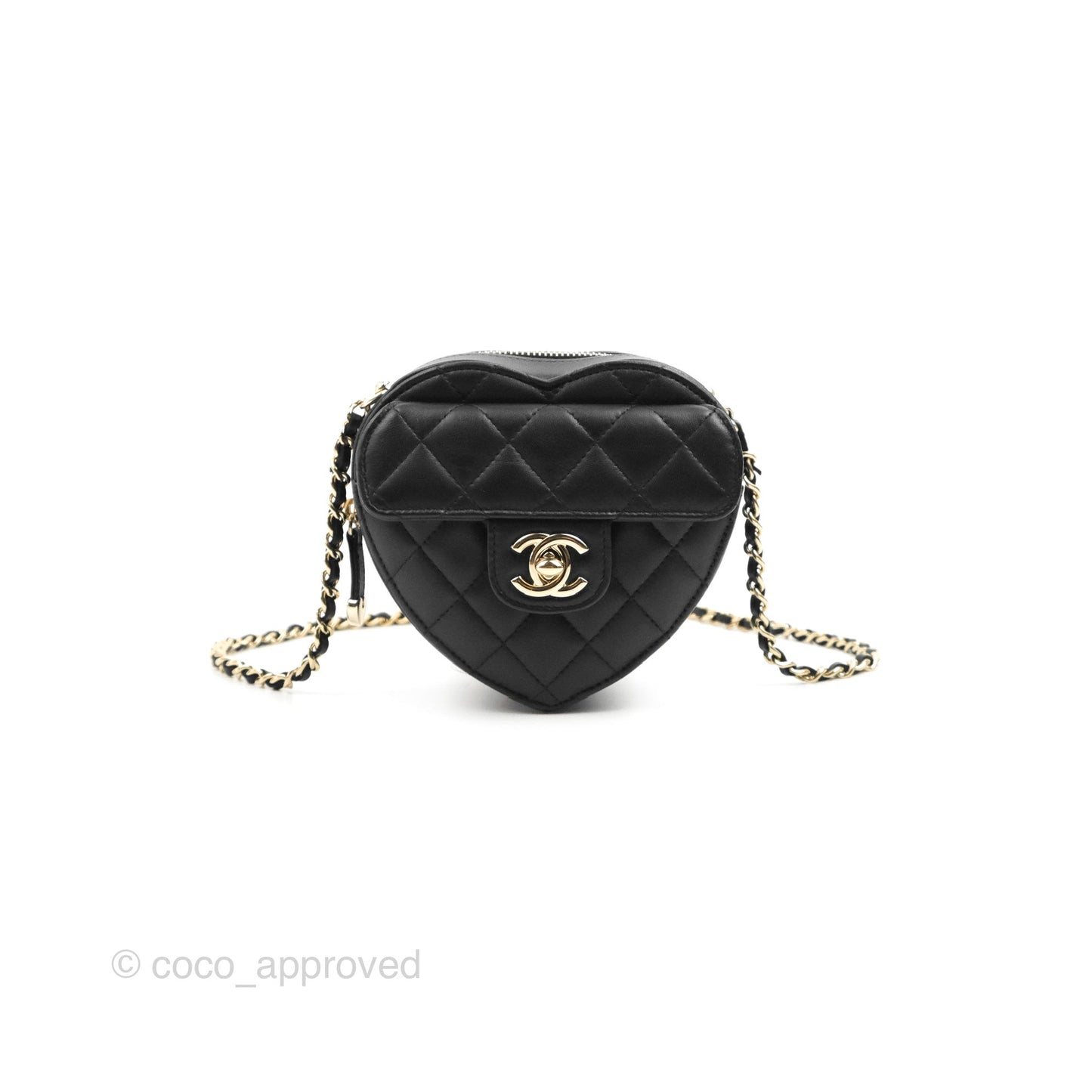Chanel Small Heart Bag Black Lambskin Gold Hardware 22S