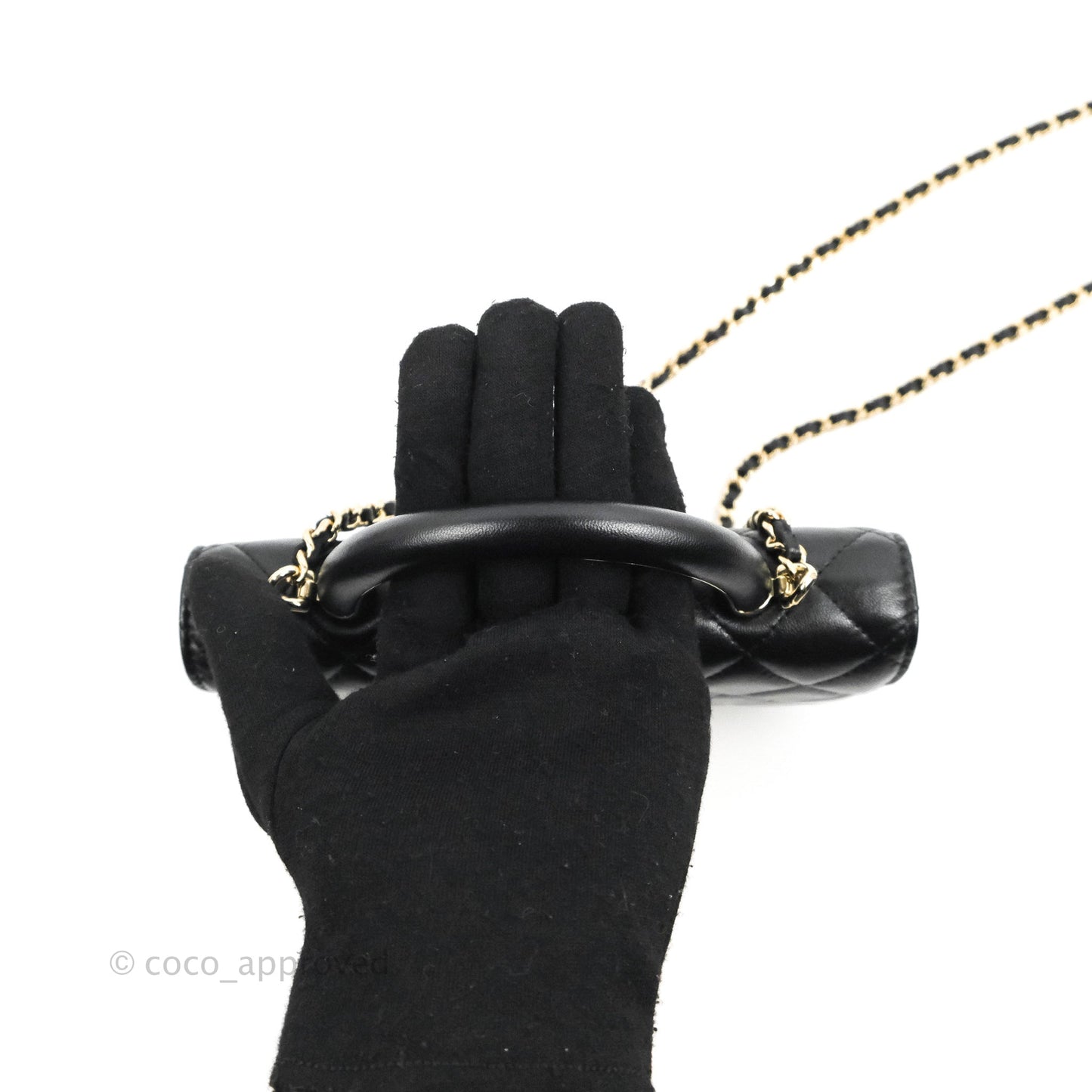 Chanel Quilted Top Handle Wallet on Chain WOC Black Lambskin Gold Hardware