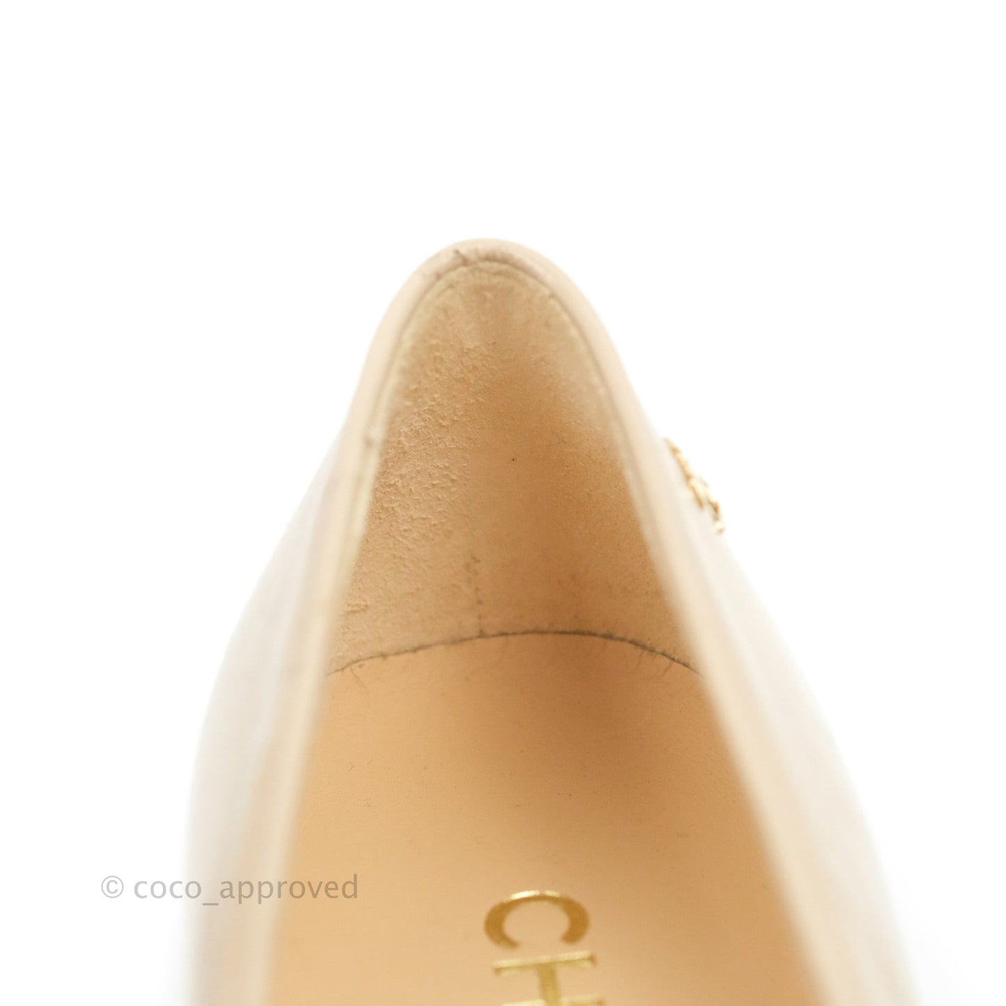 Chanel Beige Black Chain Details Loafers 35.5