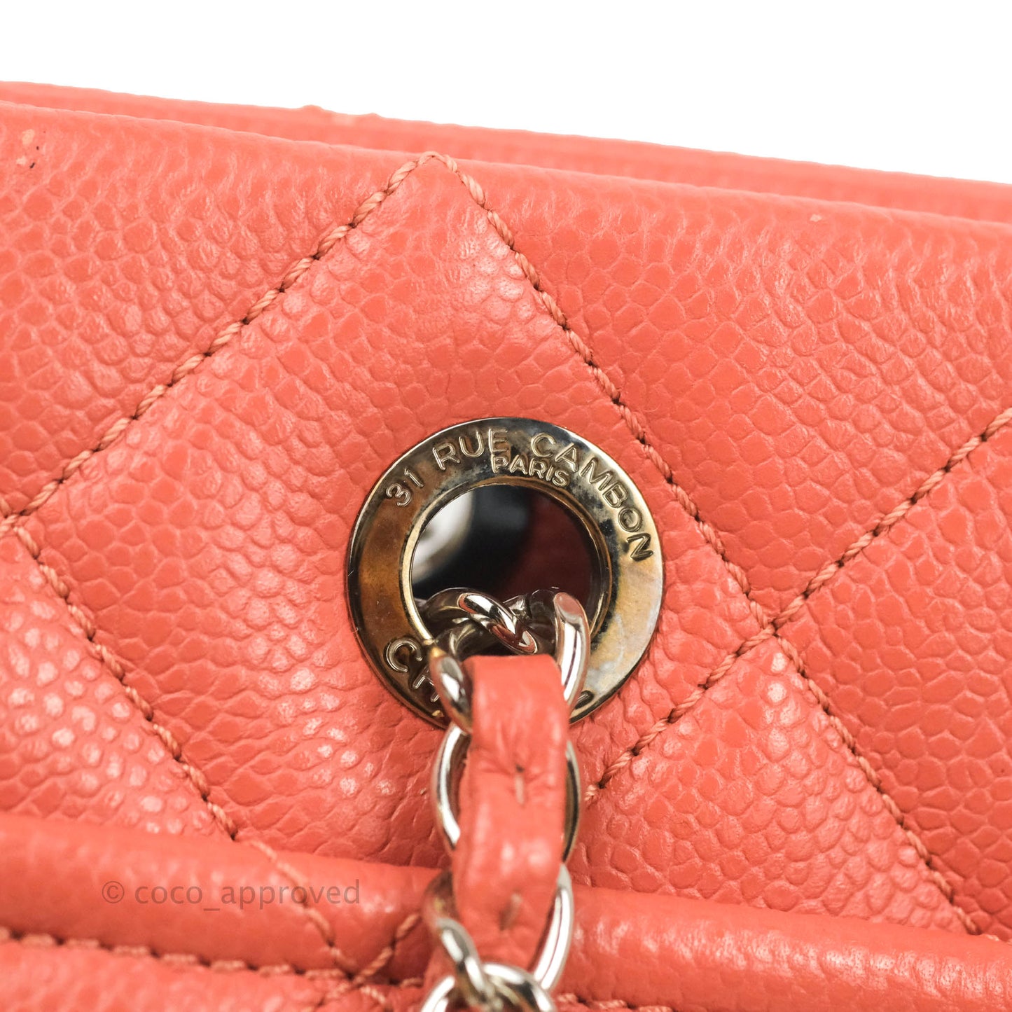 Chanel Quilted Caviar Leather Timeless CC Soft Shopping Tote Bag Coral Pink