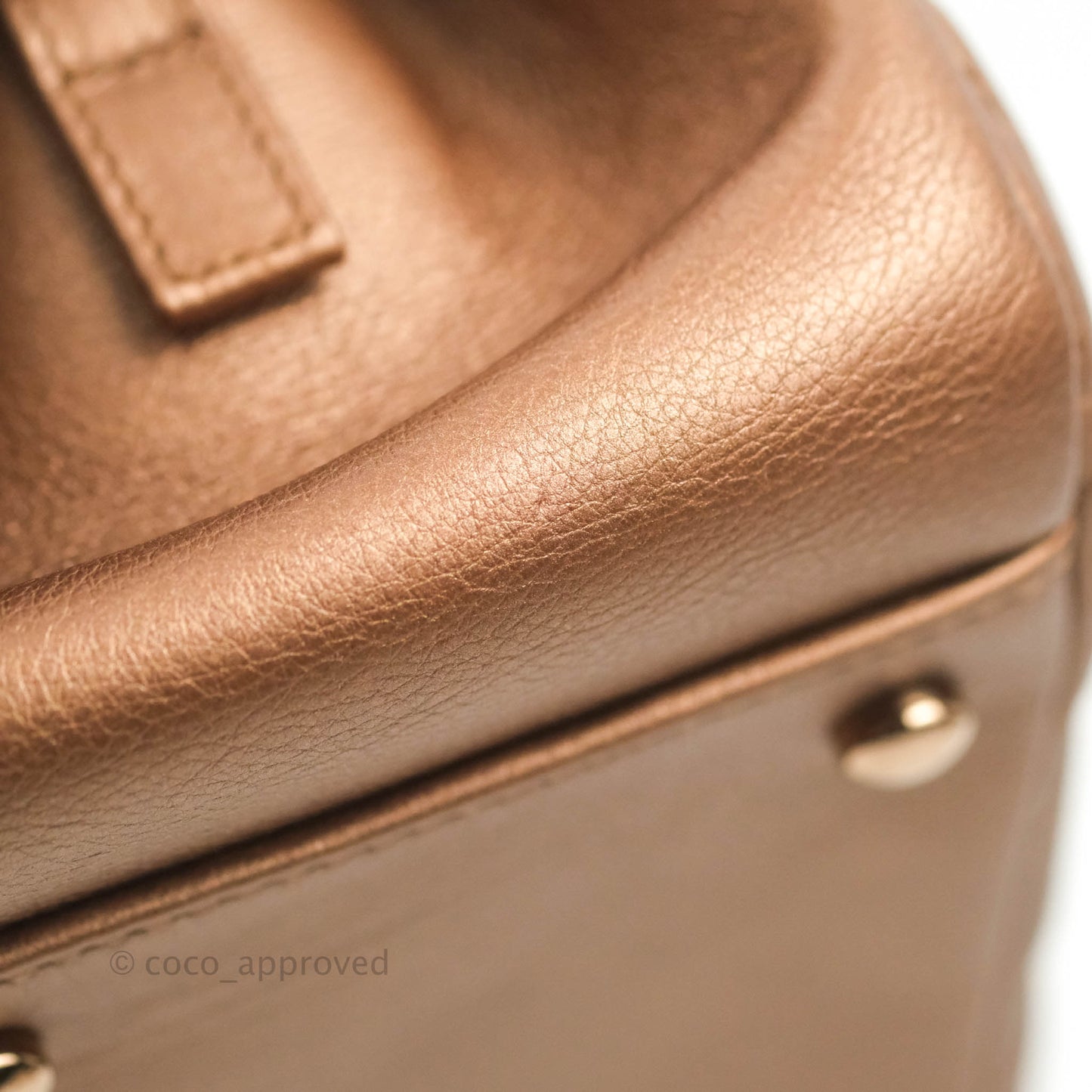 Chanel Iridescent Goatskin Quilted Small CC Eyelet Tote Copper Rose Gold