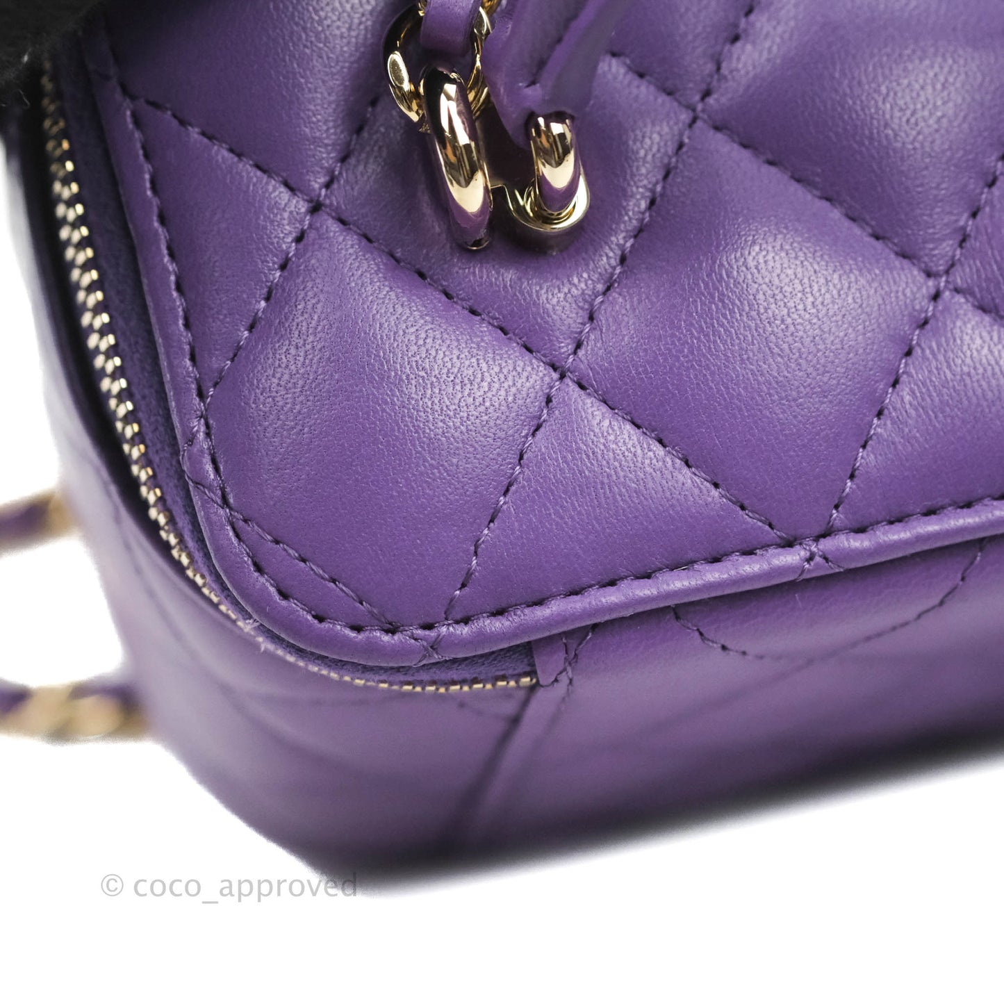 Chanel Classic Vanity Rectangular Top Handle With Chain Purple Lambskin Gold Hardware