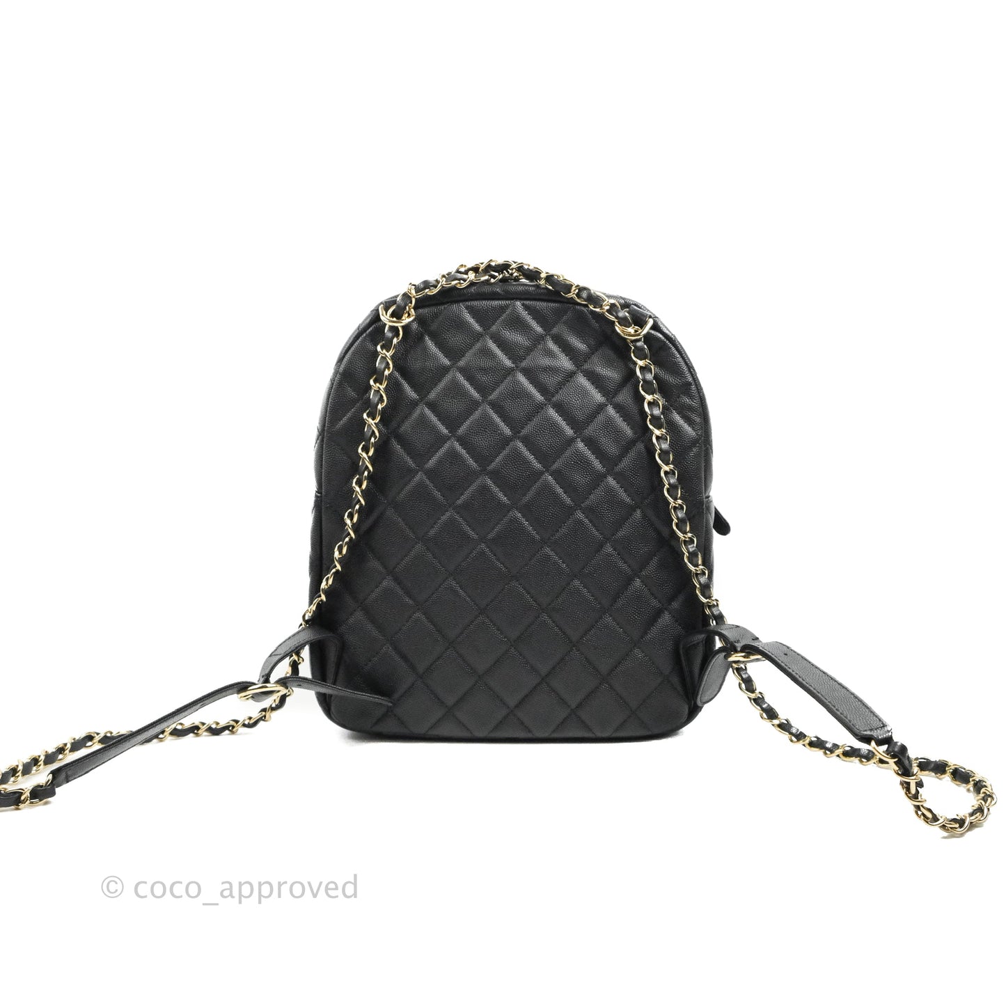 Chanel Quilted Large CC Day Backpack Black Caviar Gold Hardware