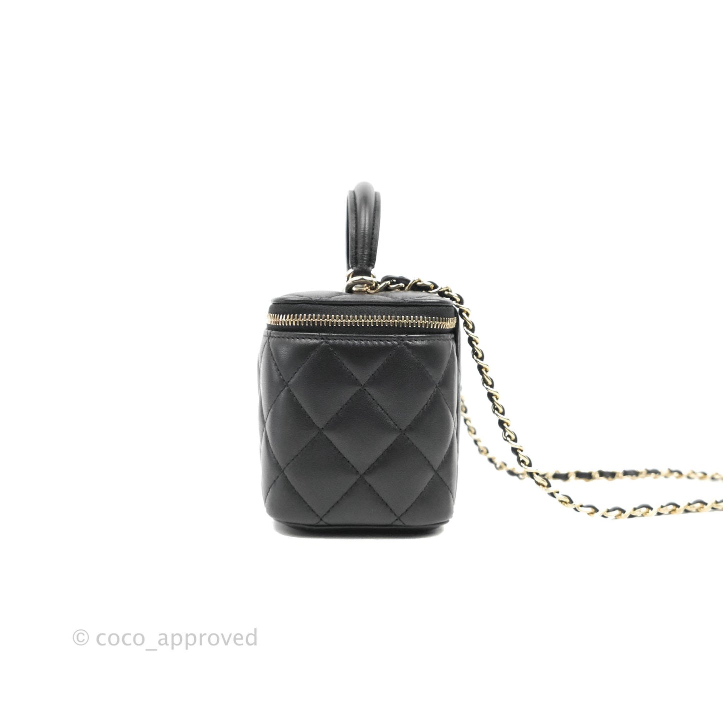 Chanel Vanity Rectangular Top Handle Black Lambskin Gold Hardware
