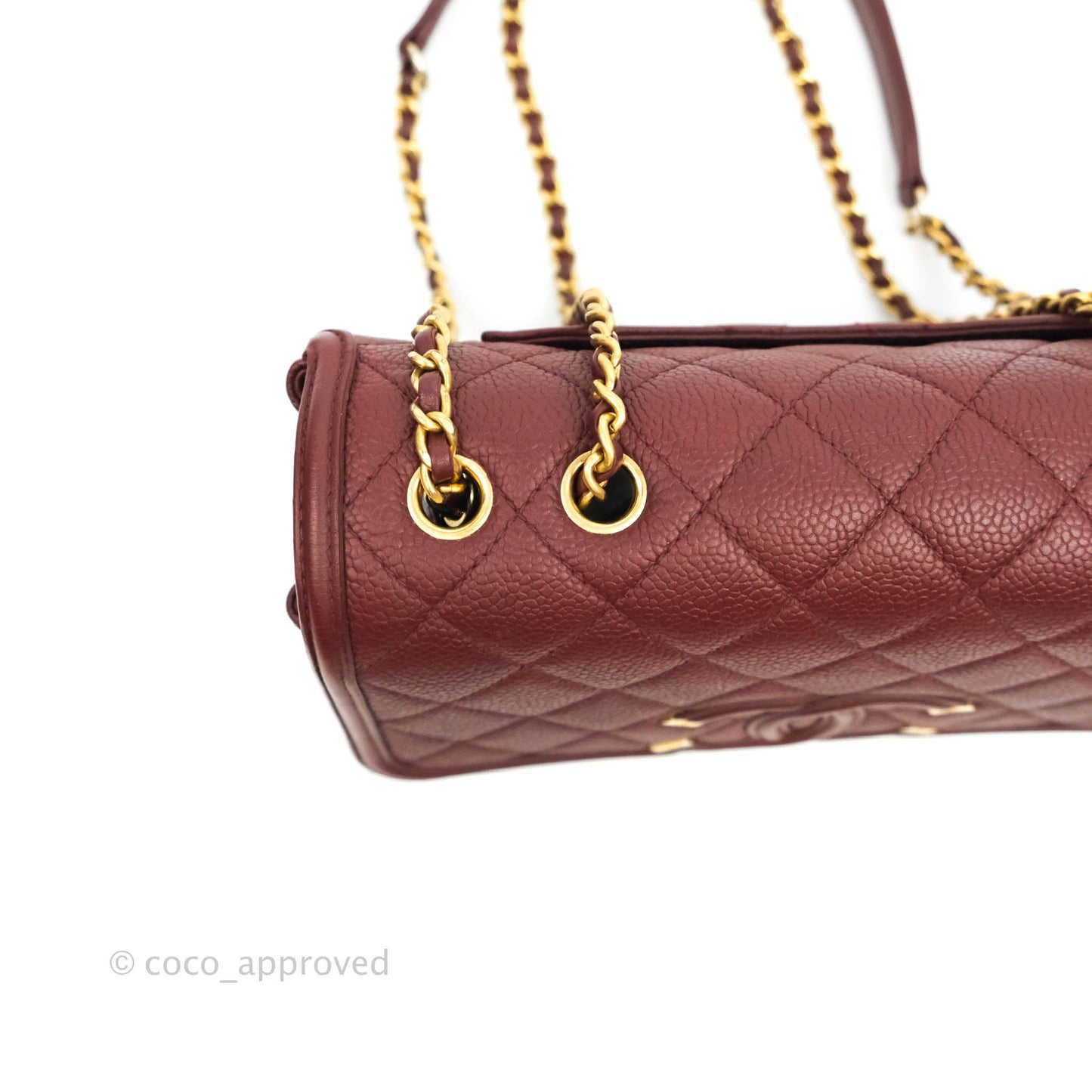 Chanel Quilted Small CC Filigree Flap Burgundy Caviar