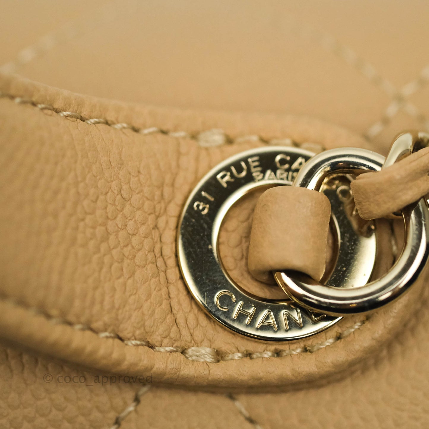 Chanel Quilted Small Business Affinity Flap Dark Beige Caviar Light Gold Hardware