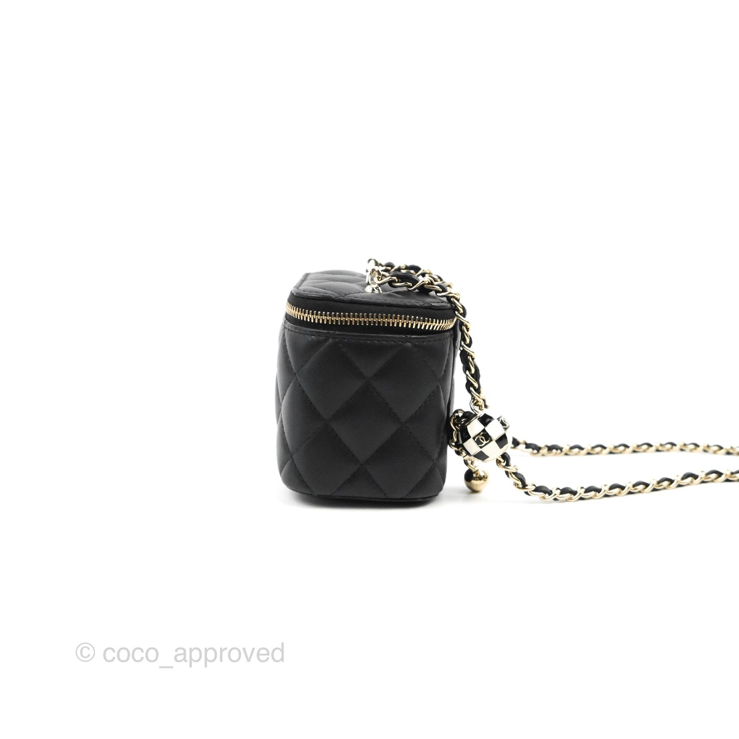 Chanel Mini Ball Crush Vanity With Chain Black Lambskin Gold Hardware