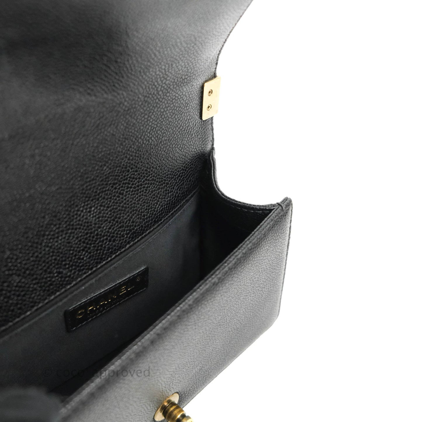 Chanel Quilted Small Boy Black Caviar Aged Gold Hardware